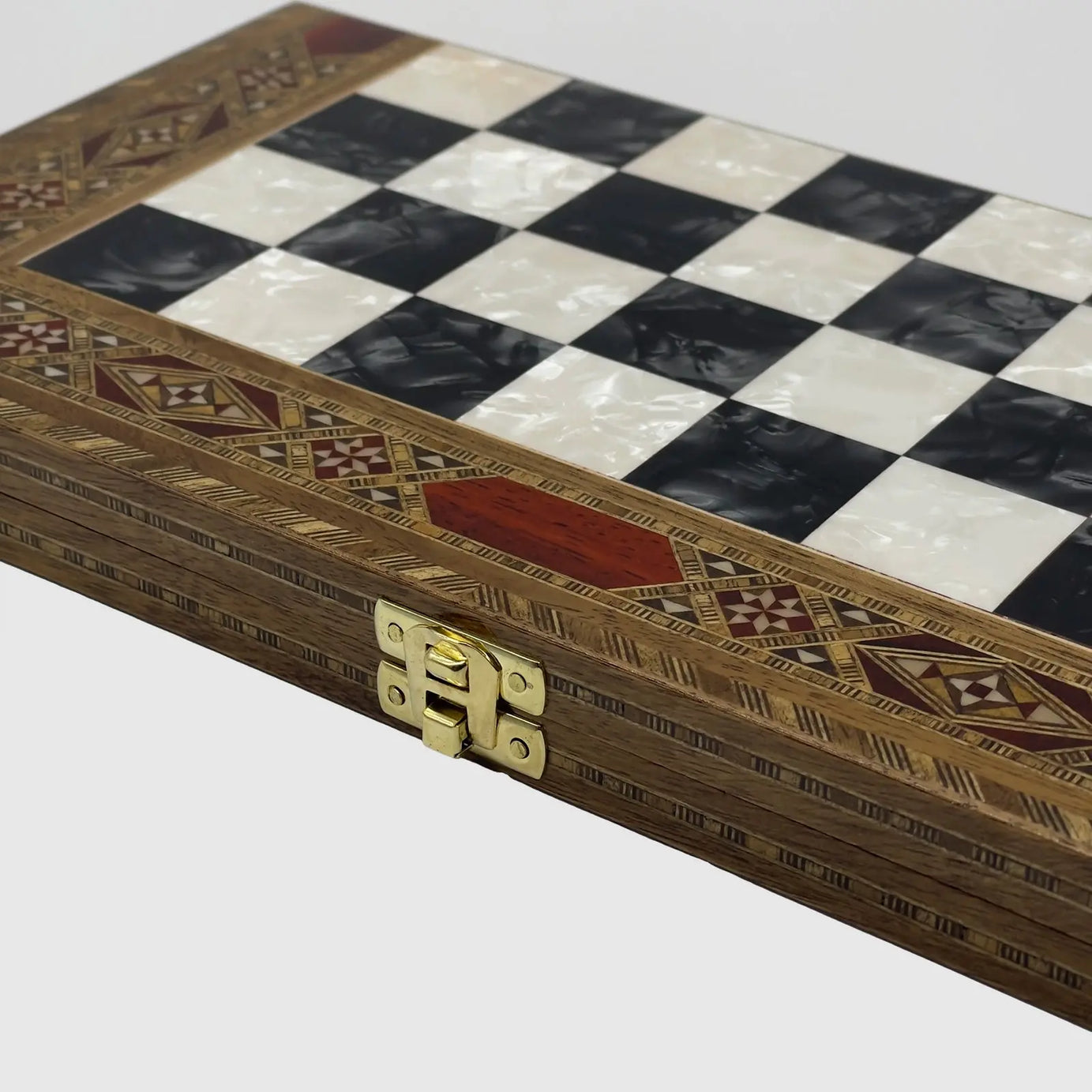 12" Medium Handmade Pattern Luxury Wooden Folding Black Chess Board