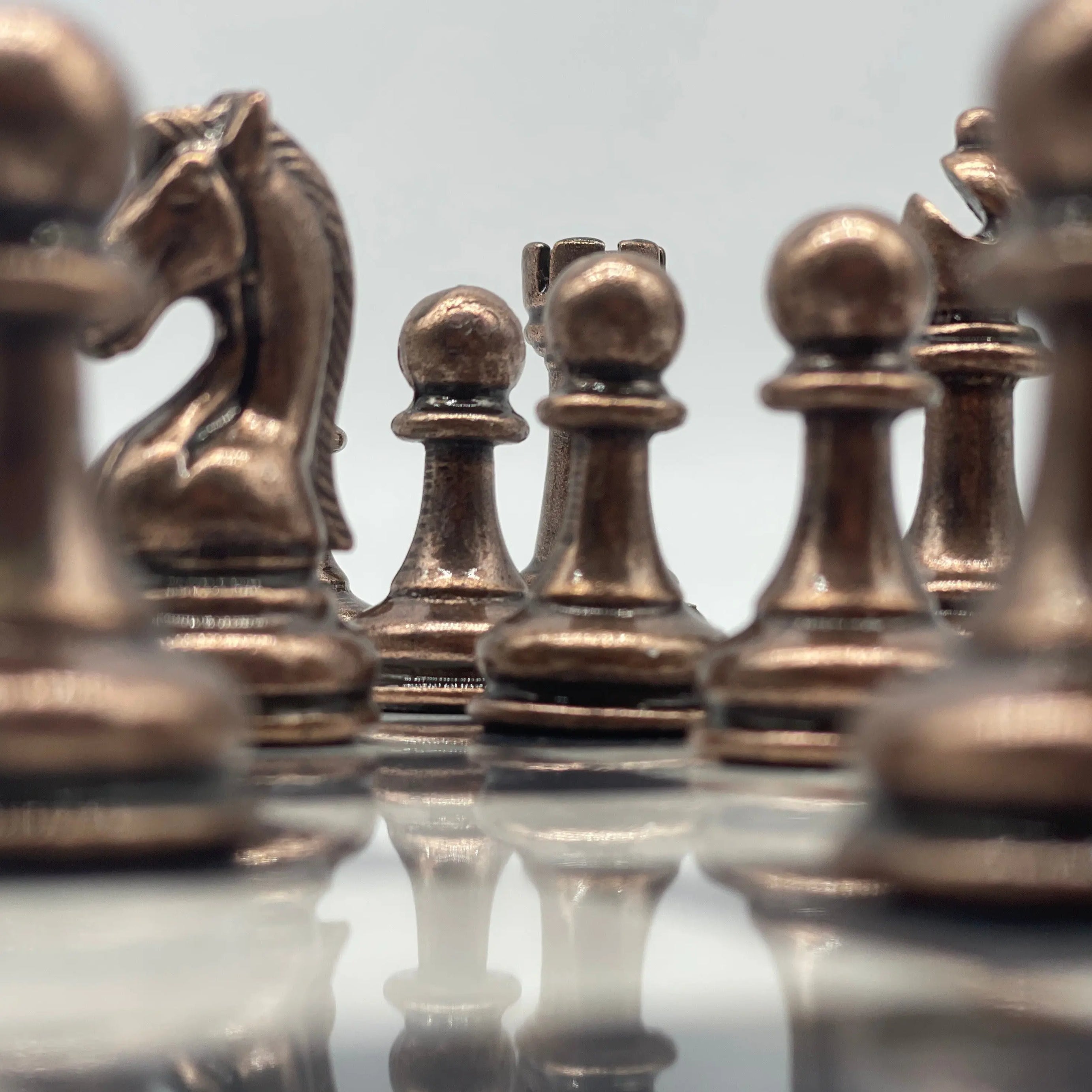 14.5" Handmade Gray Marble Pattern Classic Metal Pieces With Chess Set