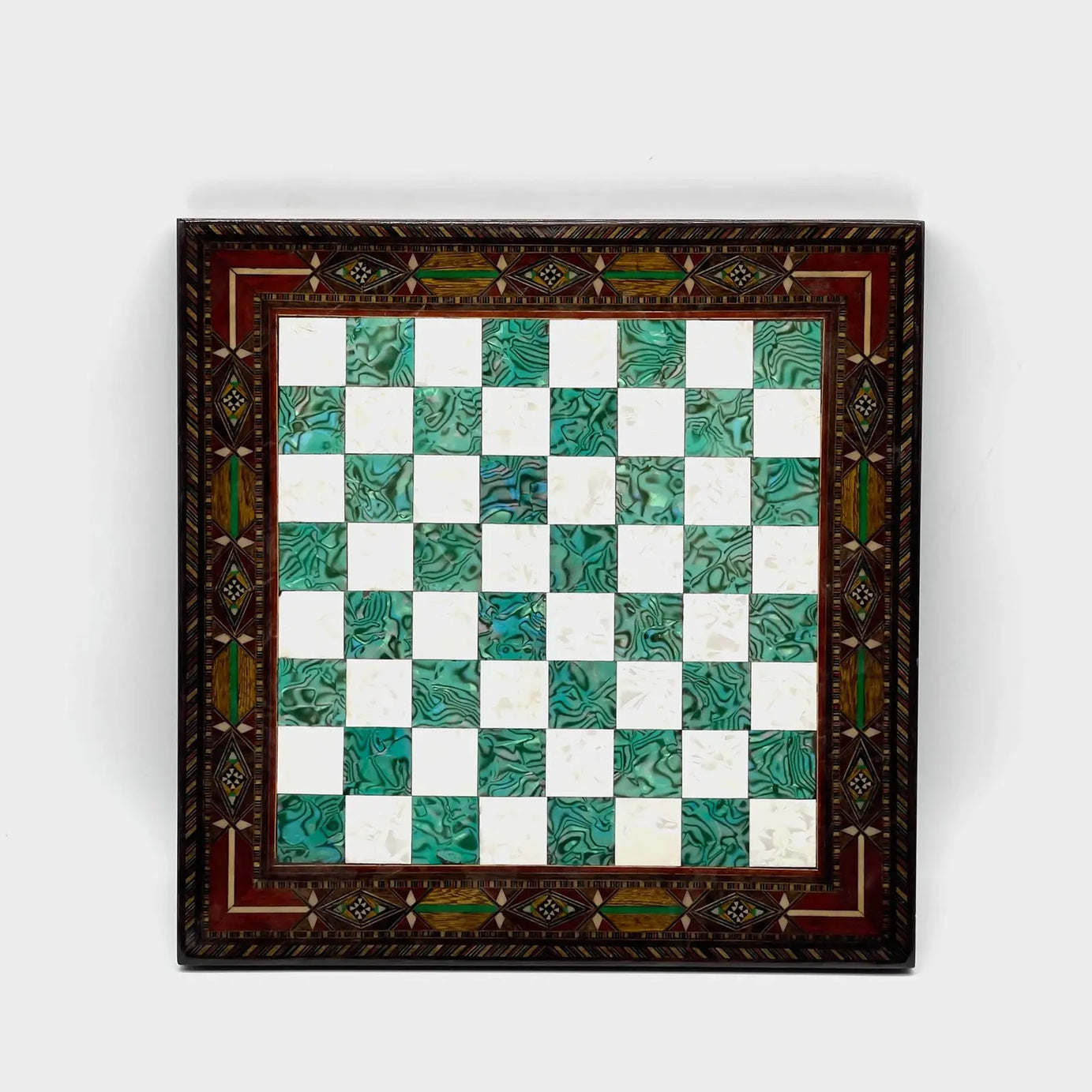 12" Handmade Luxury Wooden Turquoise Chess Board