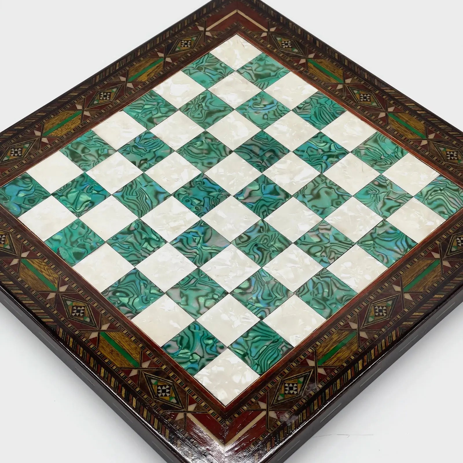 12" Handmade Luxury Wooden Turquoise Chess Board