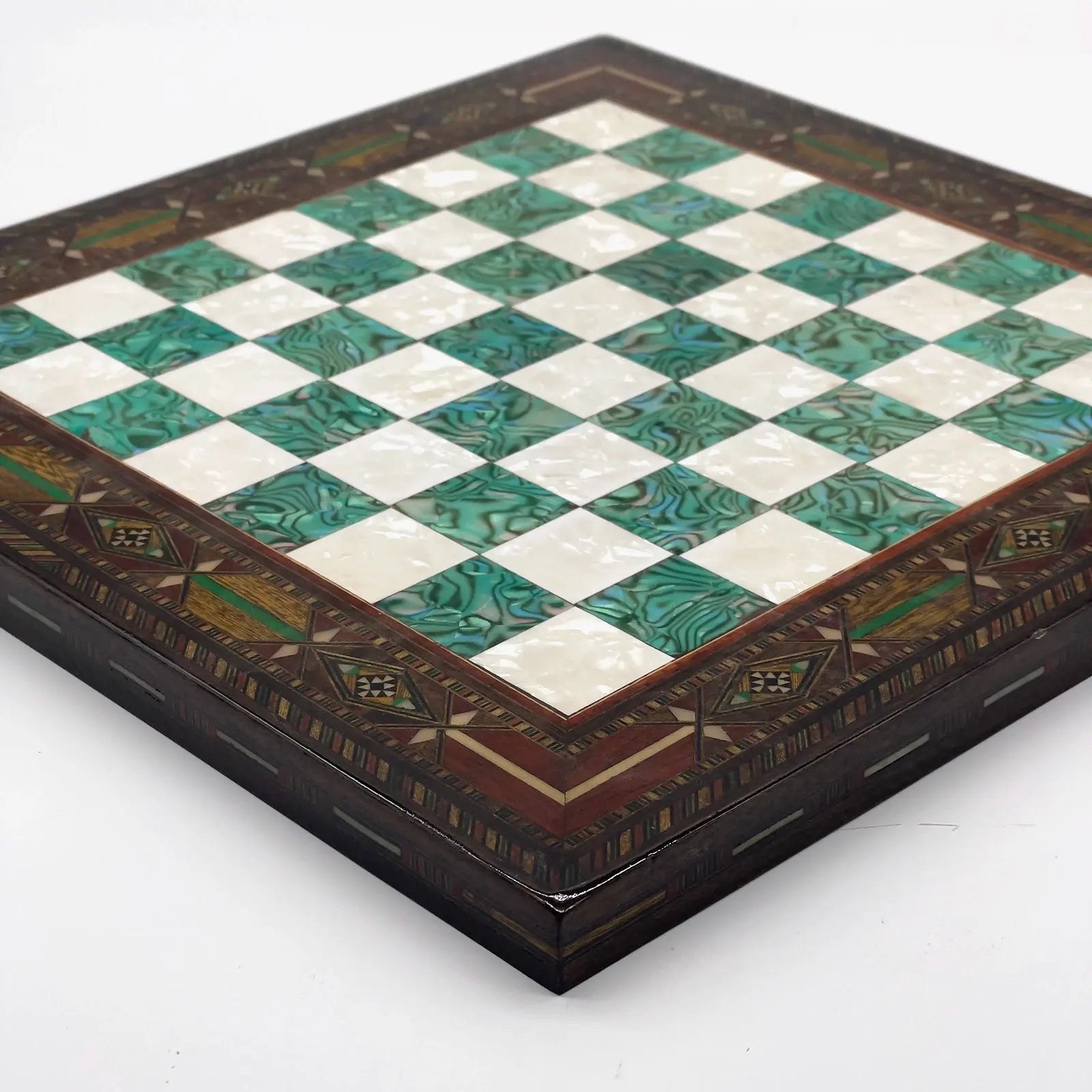 12" Handmade Luxury Wooden Turquoise Chess Board