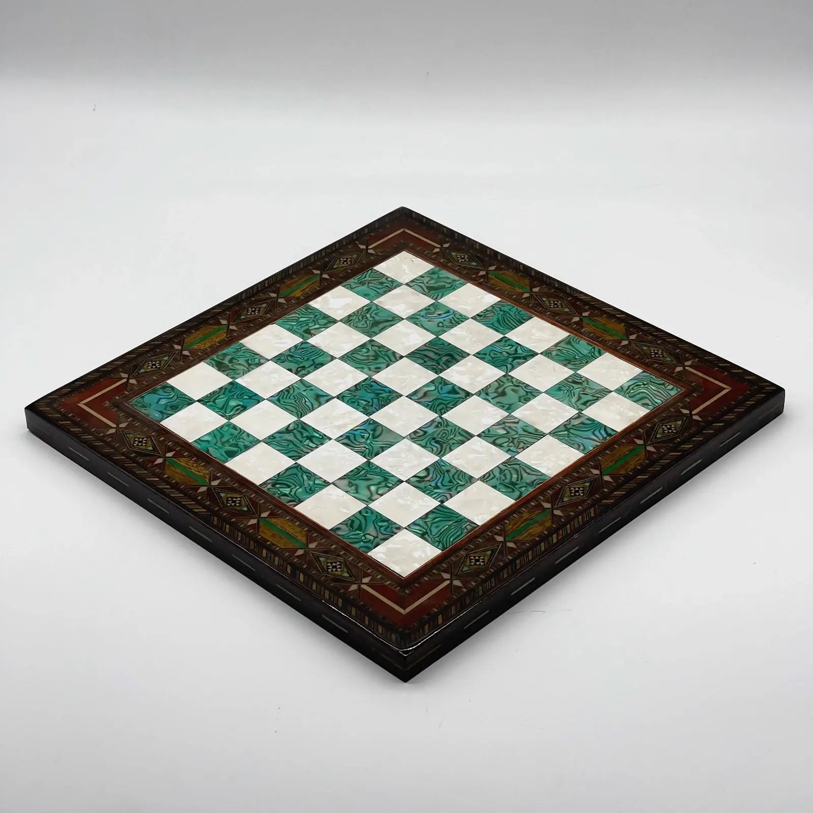 12" Handmade Luxury Wooden Turquoise Chess Board