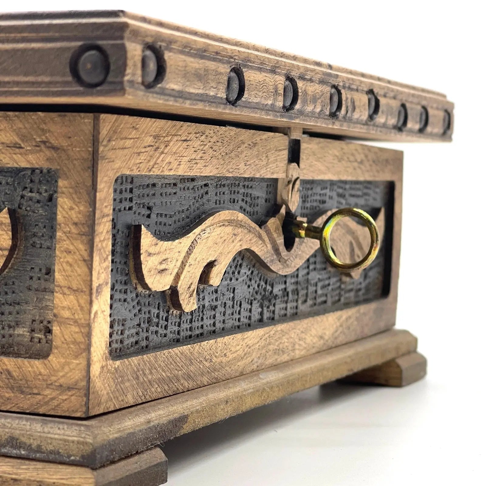 10" Personalized Wooden Chess Box with Hidden Compartment, Romans Metal Chess Pieces