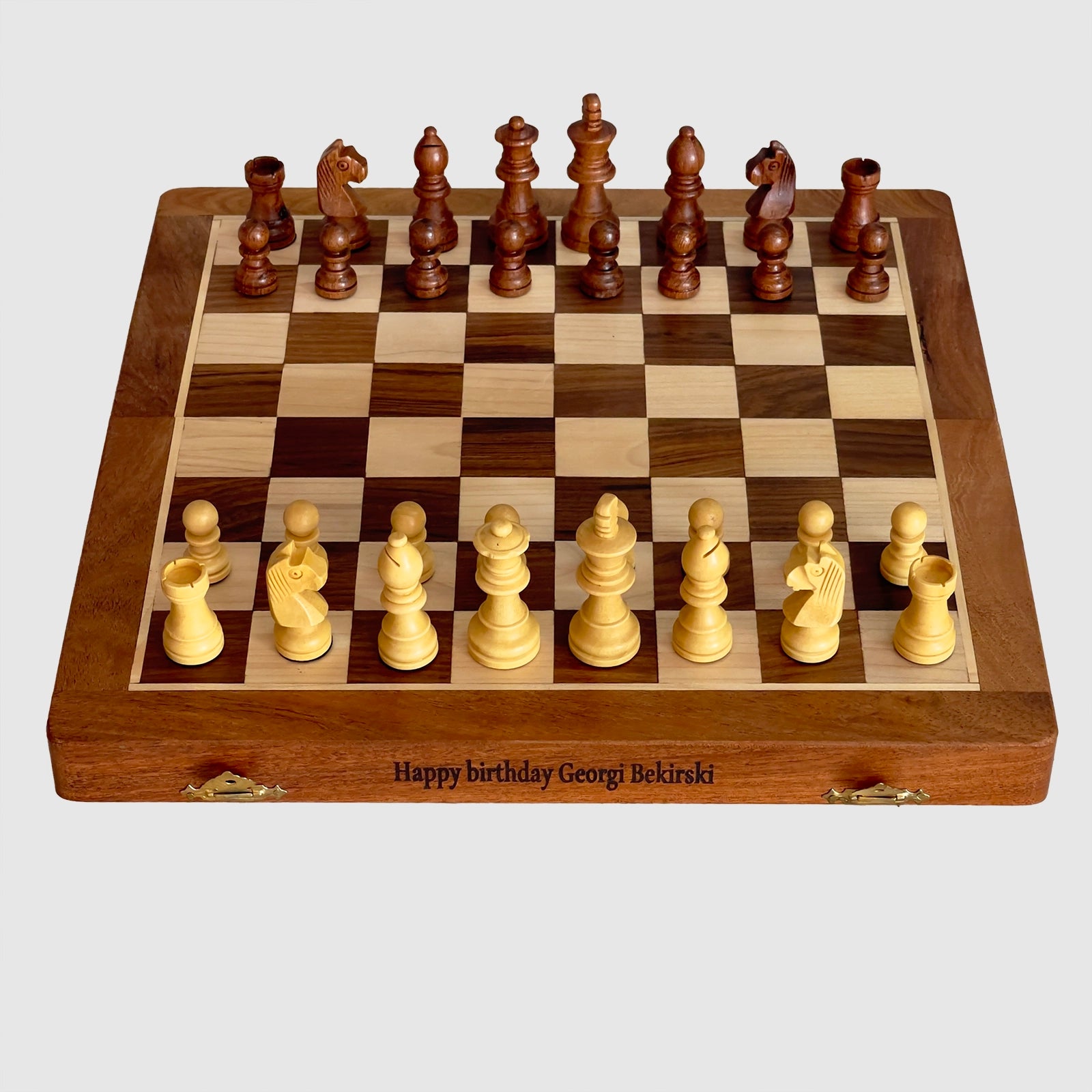12" Inches Solid Wood Magnetic Travel Chess Set, Ideal Gift for Her and Him