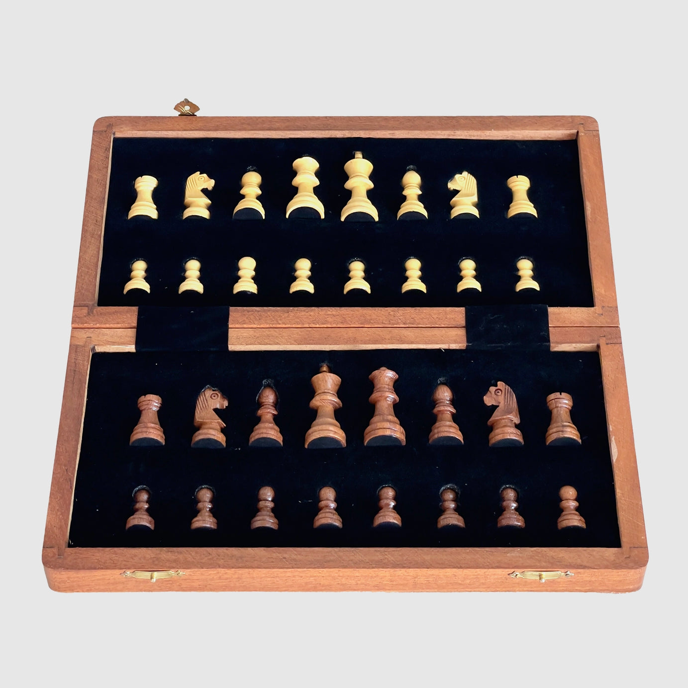 12" Inches Solid Wood Magnetic Travel Chess Set, Ideal Gift for Her and Him