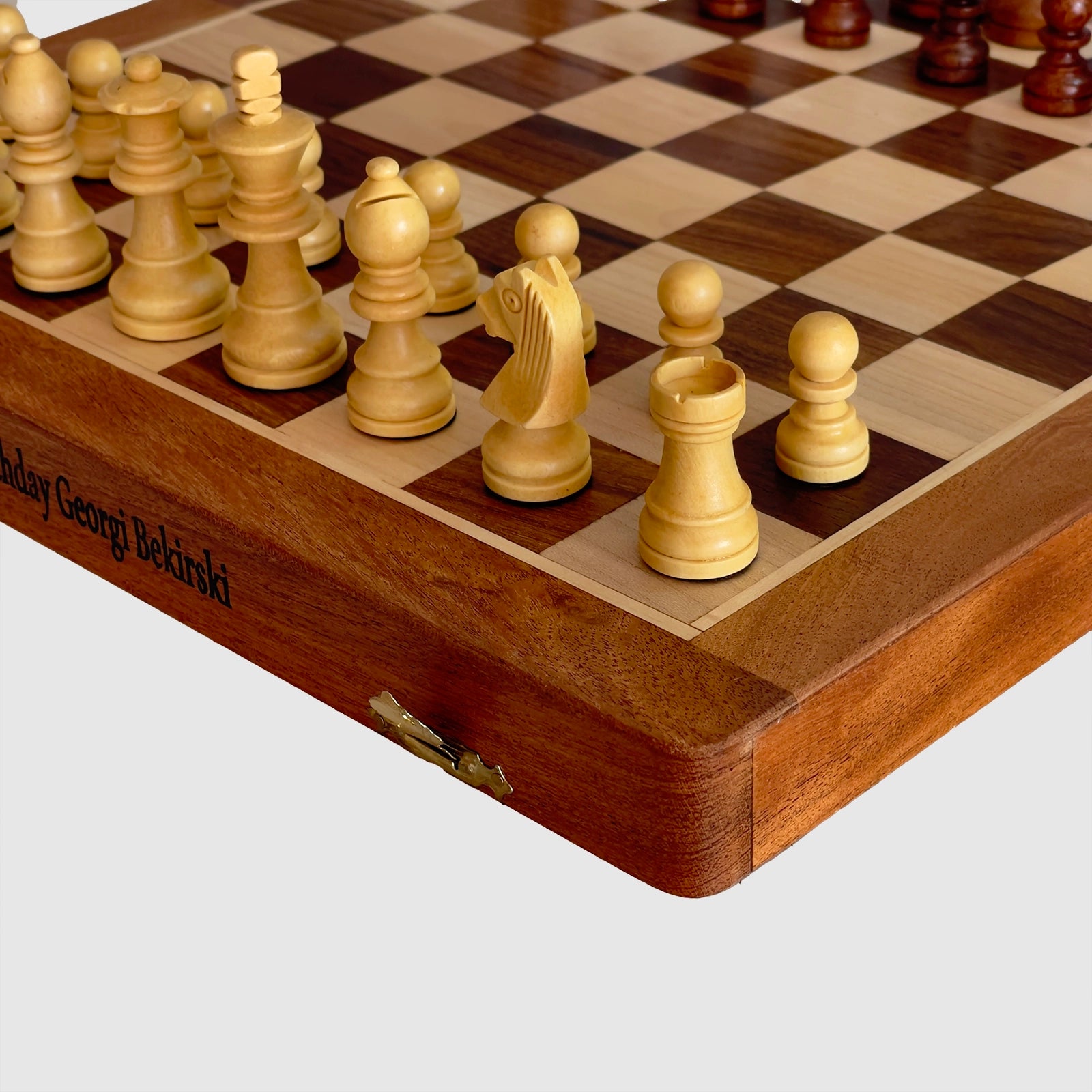 12" Inches Solid Wood Magnetic Travel Chess Set, Ideal Gift for Her and Him