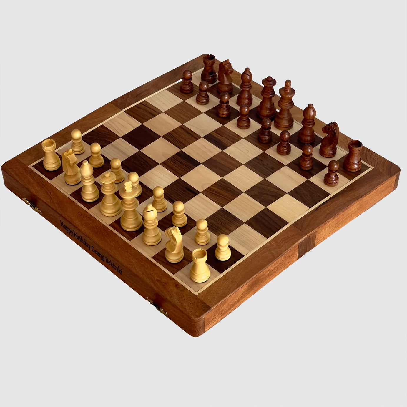 12" Inches Solid Wood Magnetic Travel Chess Set, Ideal Gift for Her and Him