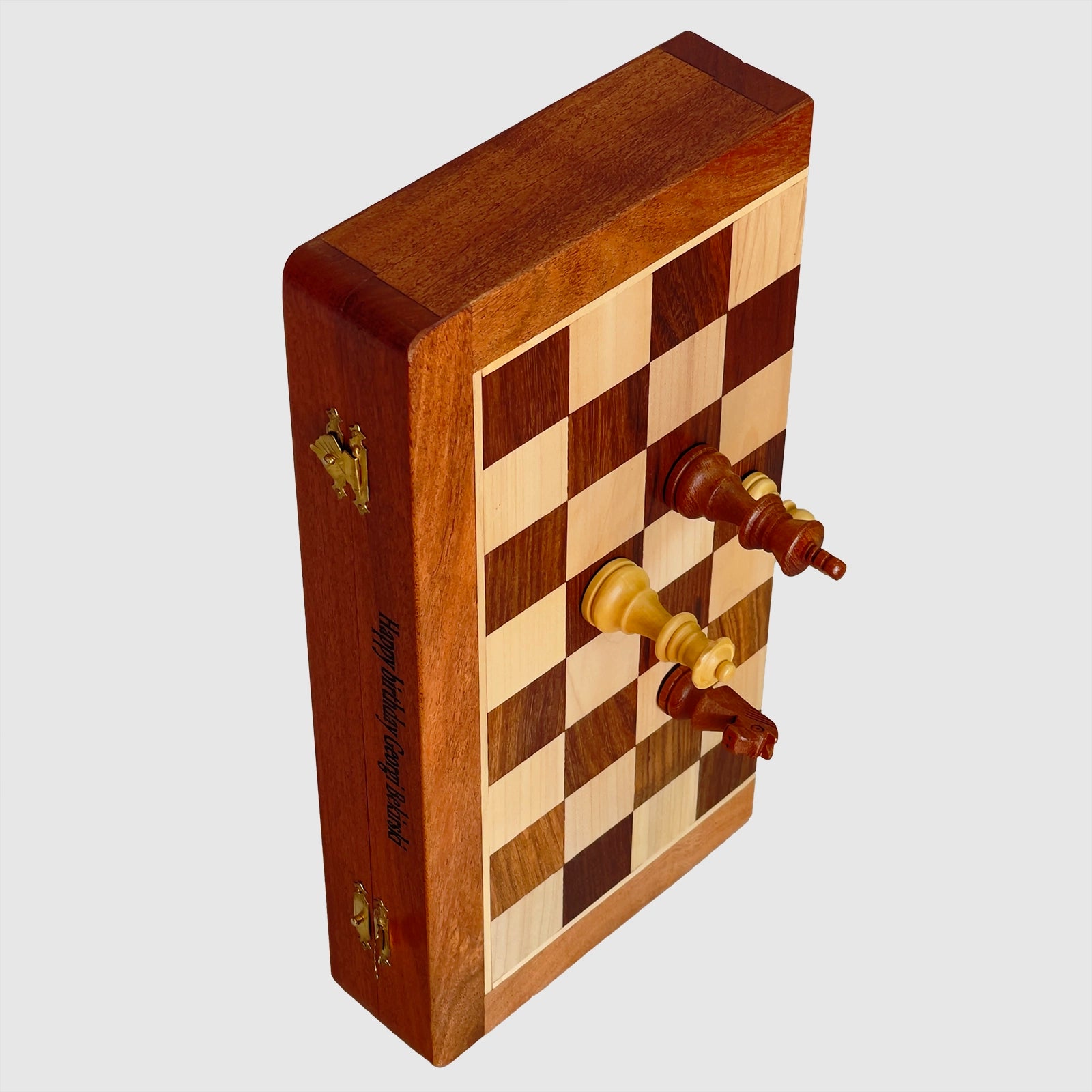 12" Inches Solid Wood Magnetic Travel Chess Set, Ideal Gift for Her and Him