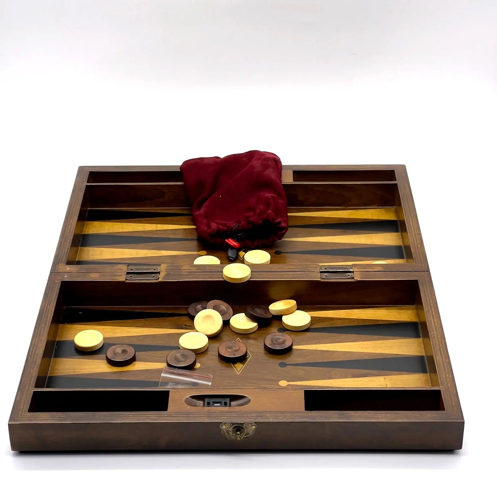 19.3" Massive Handmade Brown Wooden Backgammon Set