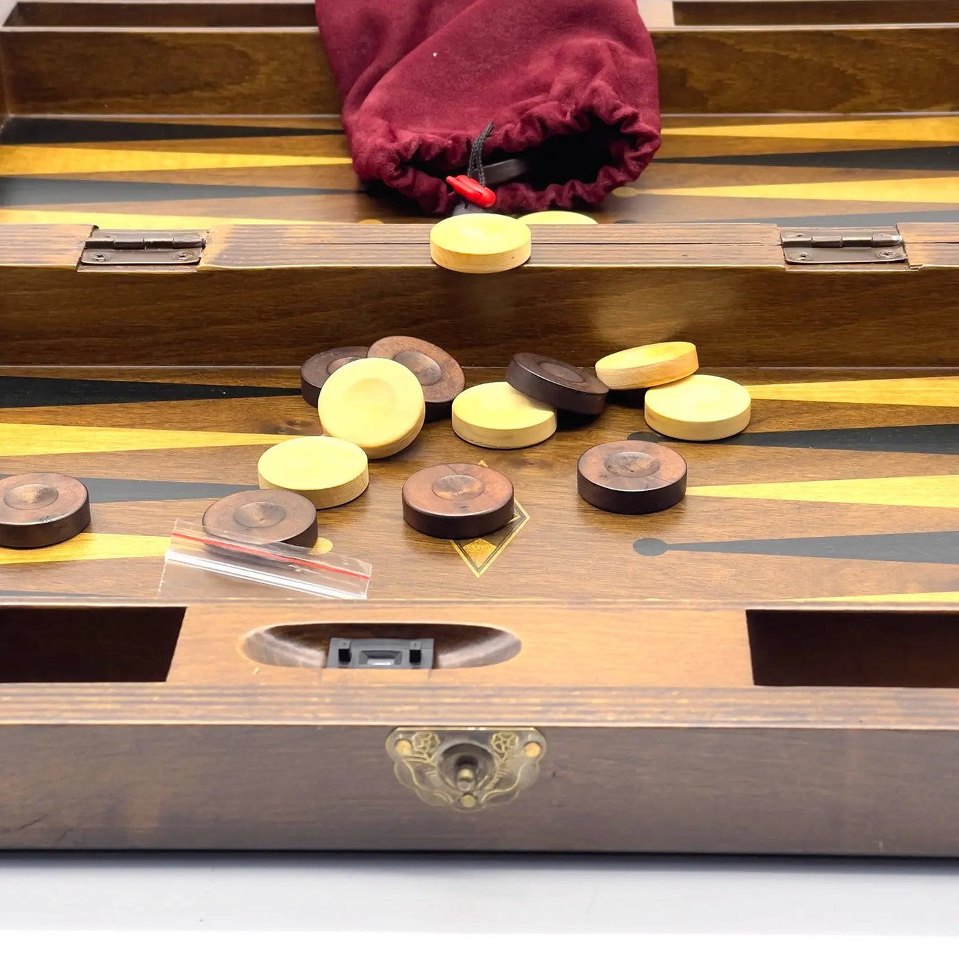 19.3" Massive Handmade Brown Wooden Backgammon Set