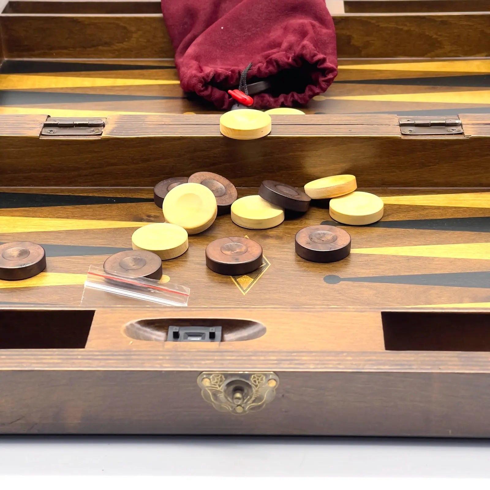 19.3" Massive Handmade Brown Wooden Backgammon Set