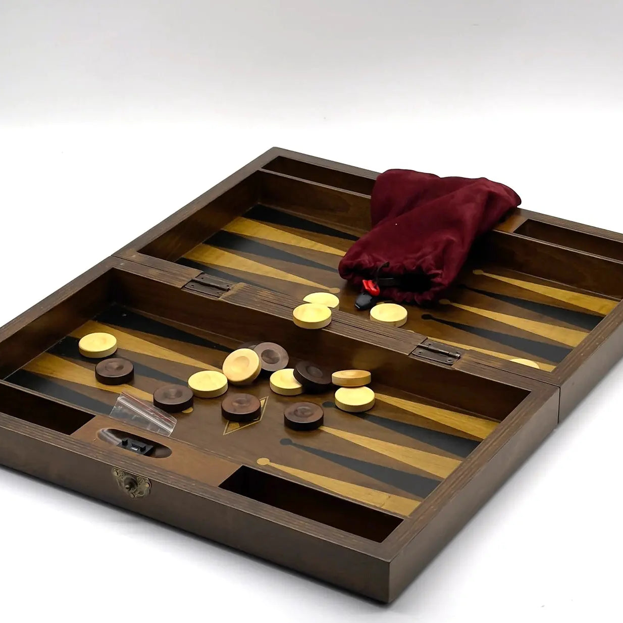 19.3" Massive Handmade Brown Wooden Backgammon Set