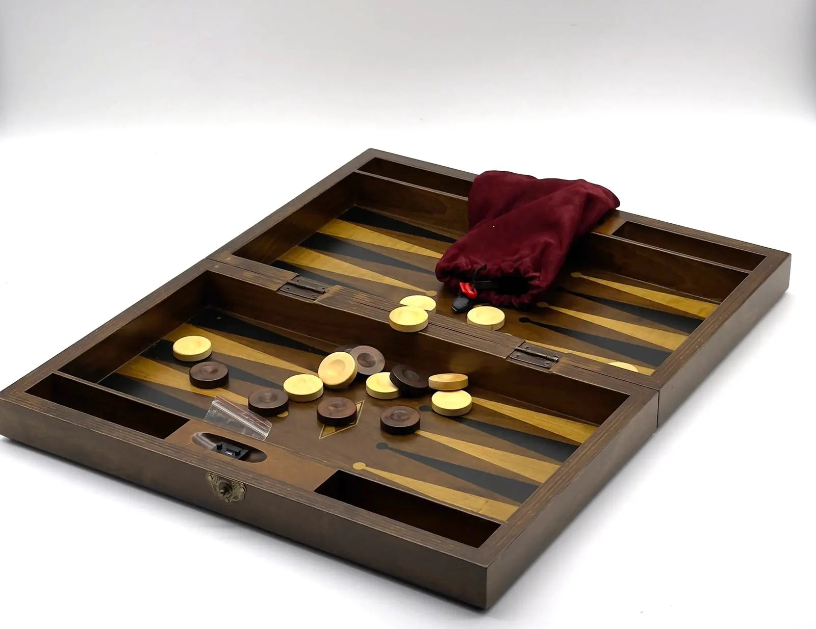 19.3" Massive Handmade Brown Wooden Backgammon Set