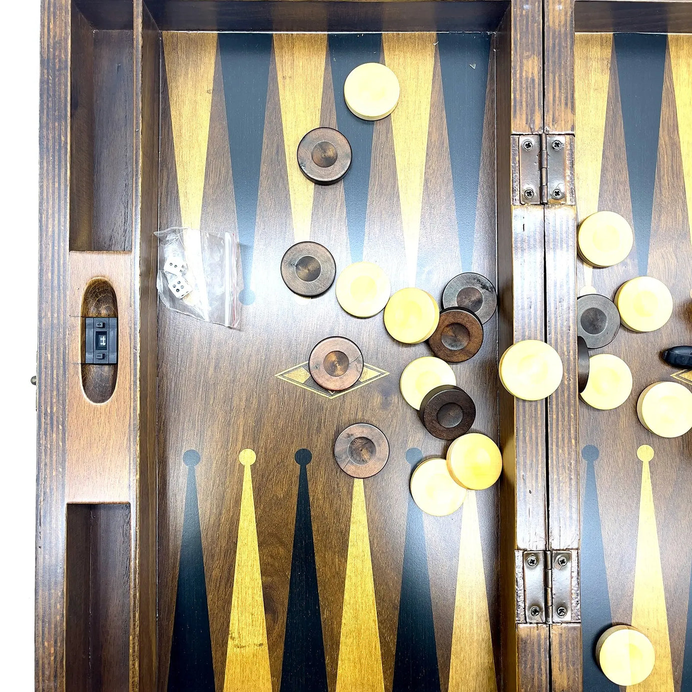 19.3" Massive Handmade Brown Wooden Backgammon Set