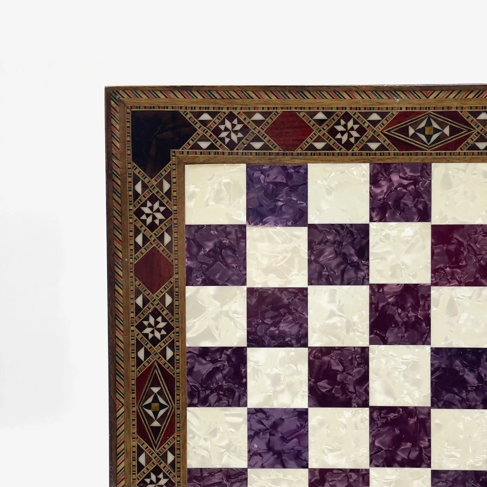 12" Handmade Patterned Luxury Wooden Custom Purple Chess Board