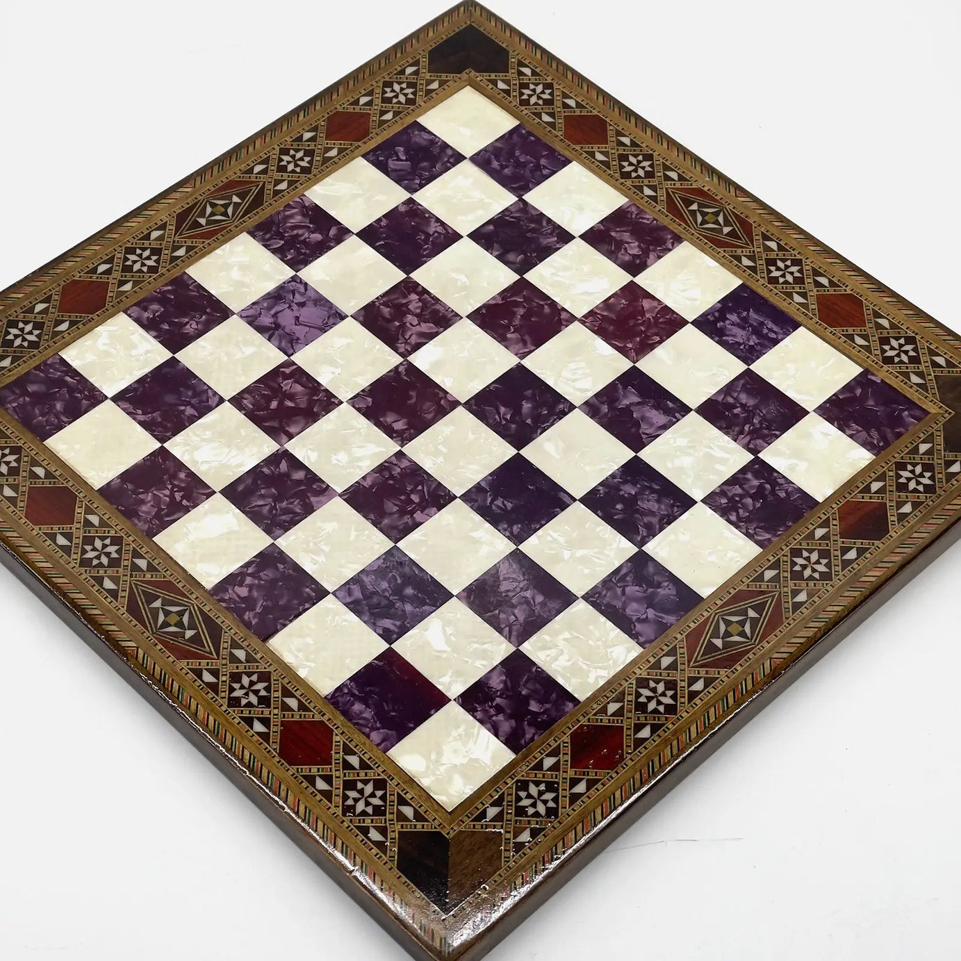 12" Handmade Patterned Luxury Wooden Custom Purple Chess Board