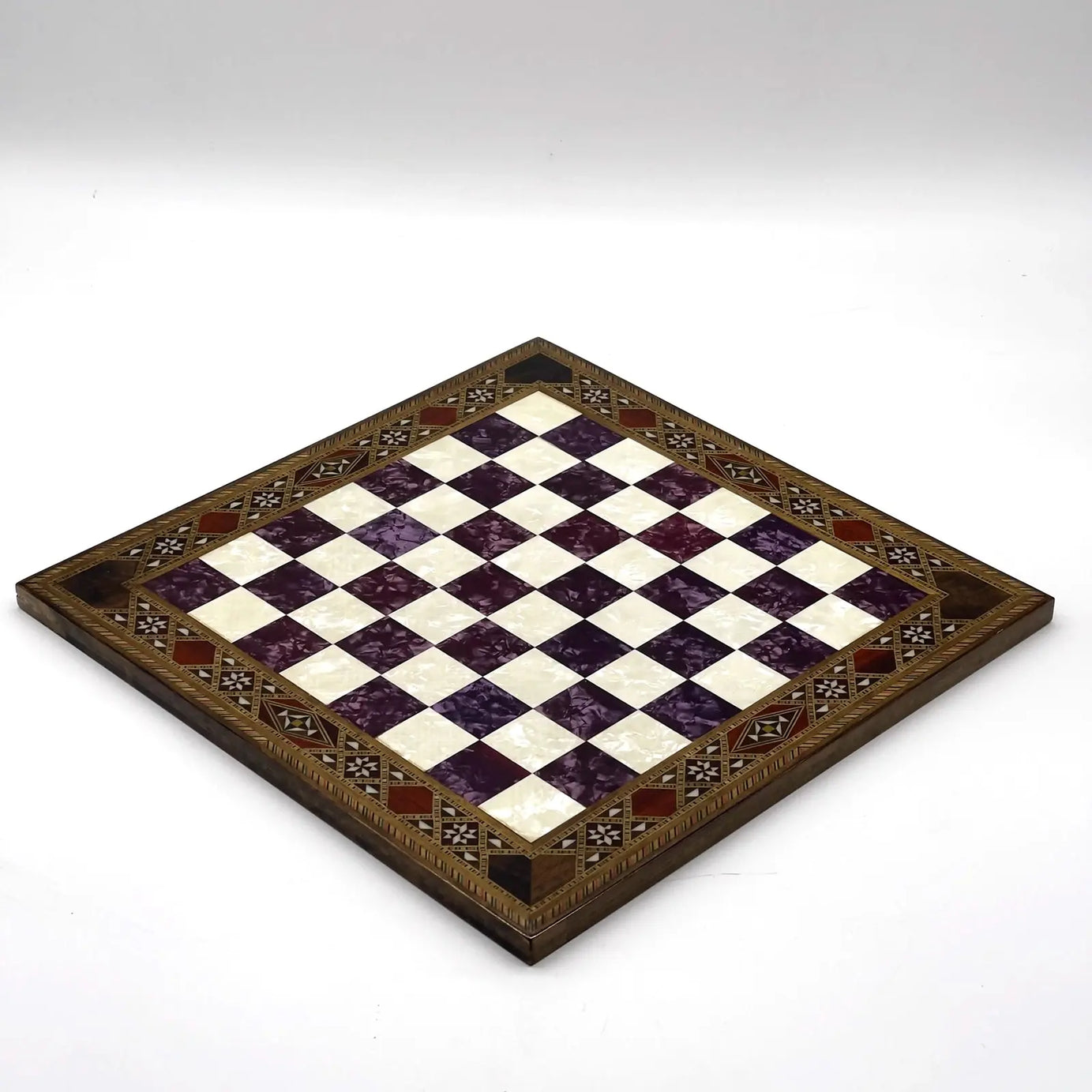 12" Handmade Patterned Luxury Wooden Custom Purple Chess Board
