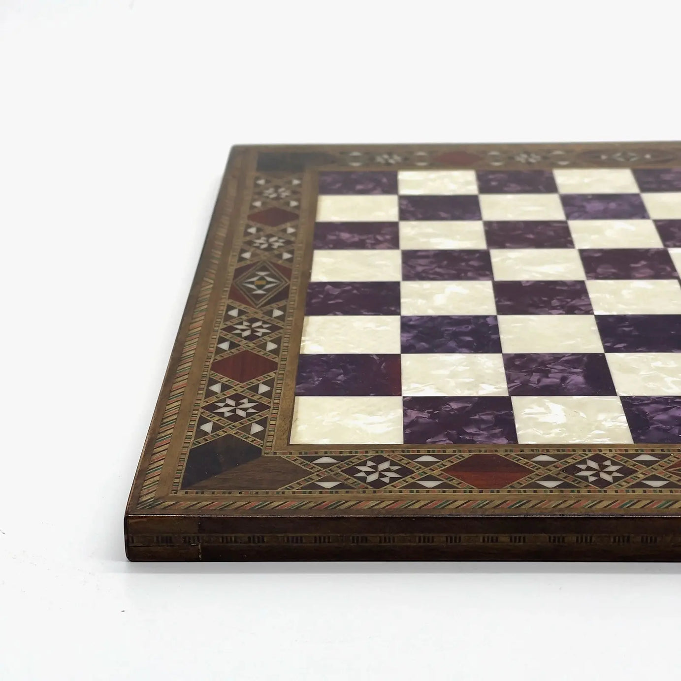 12" Handmade Patterned Luxury Wooden Custom Purple Chess Board