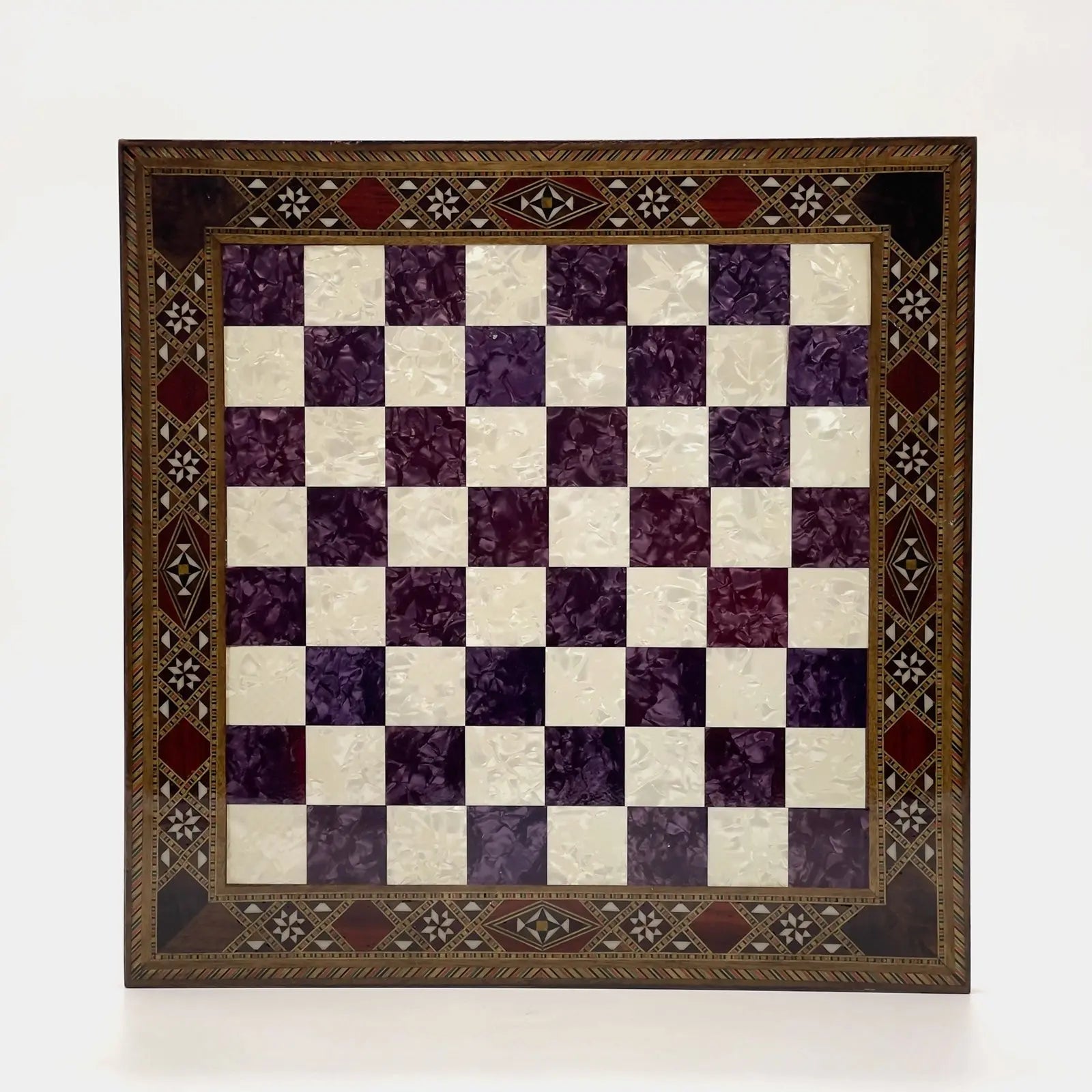 12" Handmade Patterned Luxury Wooden Custom Purple Chess Board