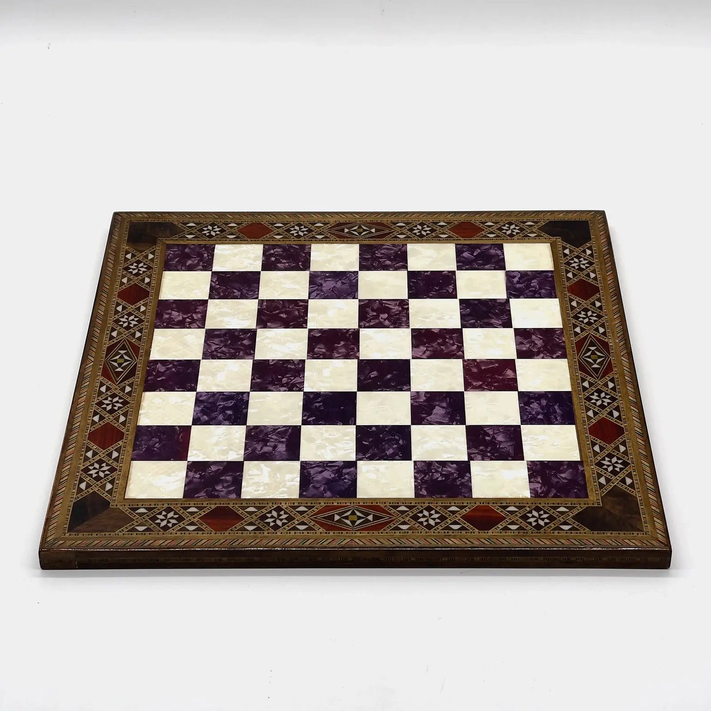 12" Handmade Patterned Luxury Wooden Custom Purple Chess Board