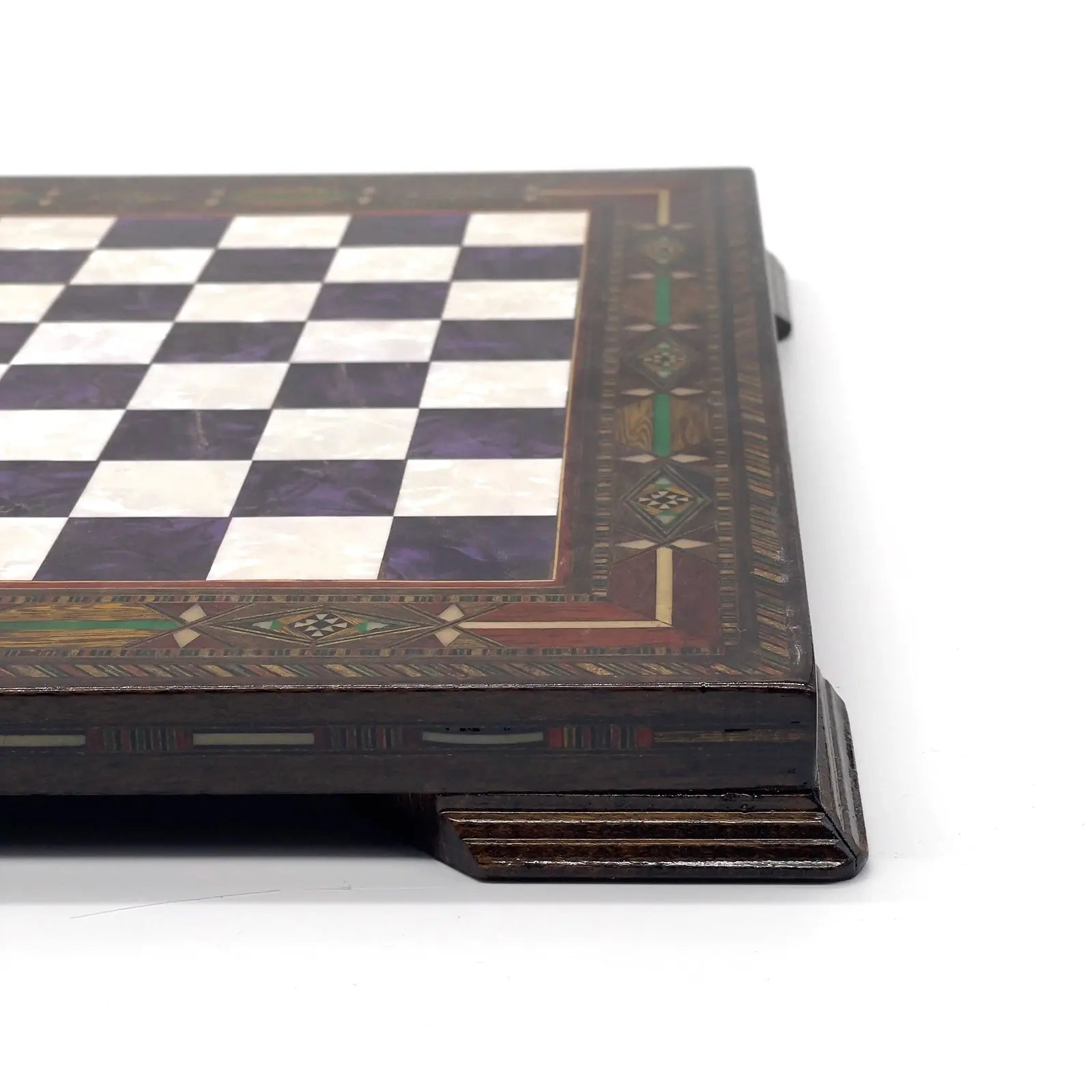 12.9" Purple Handmade Patterned Custom Wooden Chess Board With Legs