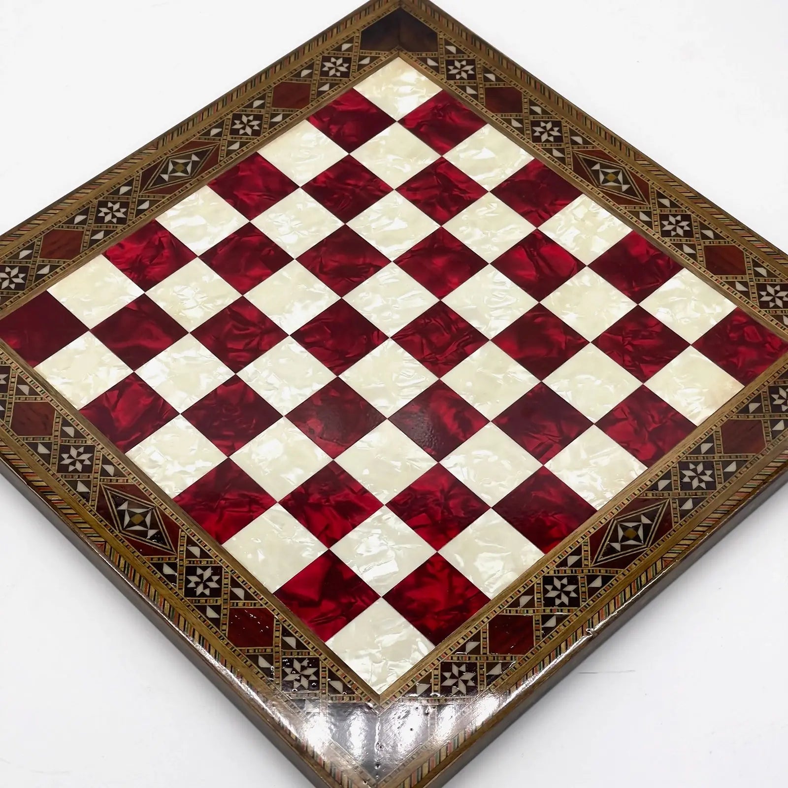 12" inc Handmade Patterned Luxury Wooden Custom Red Chess Board