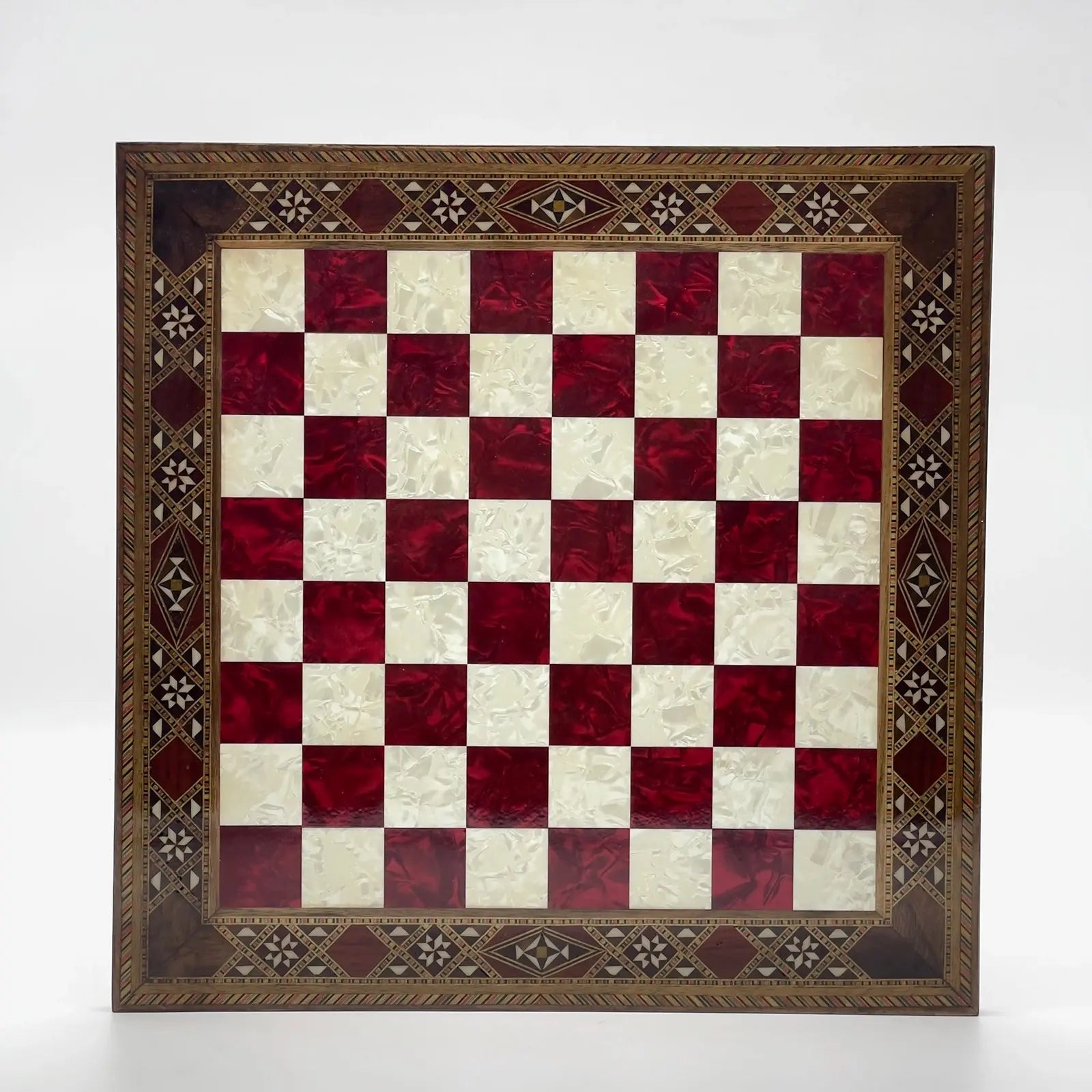 12" inc Handmade Patterned Luxury Wooden Custom Red Chess Board