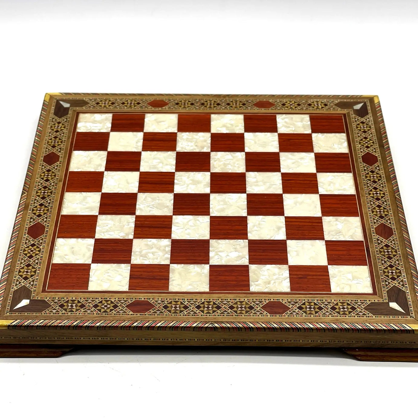 13" Personalized Rosewood Chess Set with Greek Metal Chess Pieces
