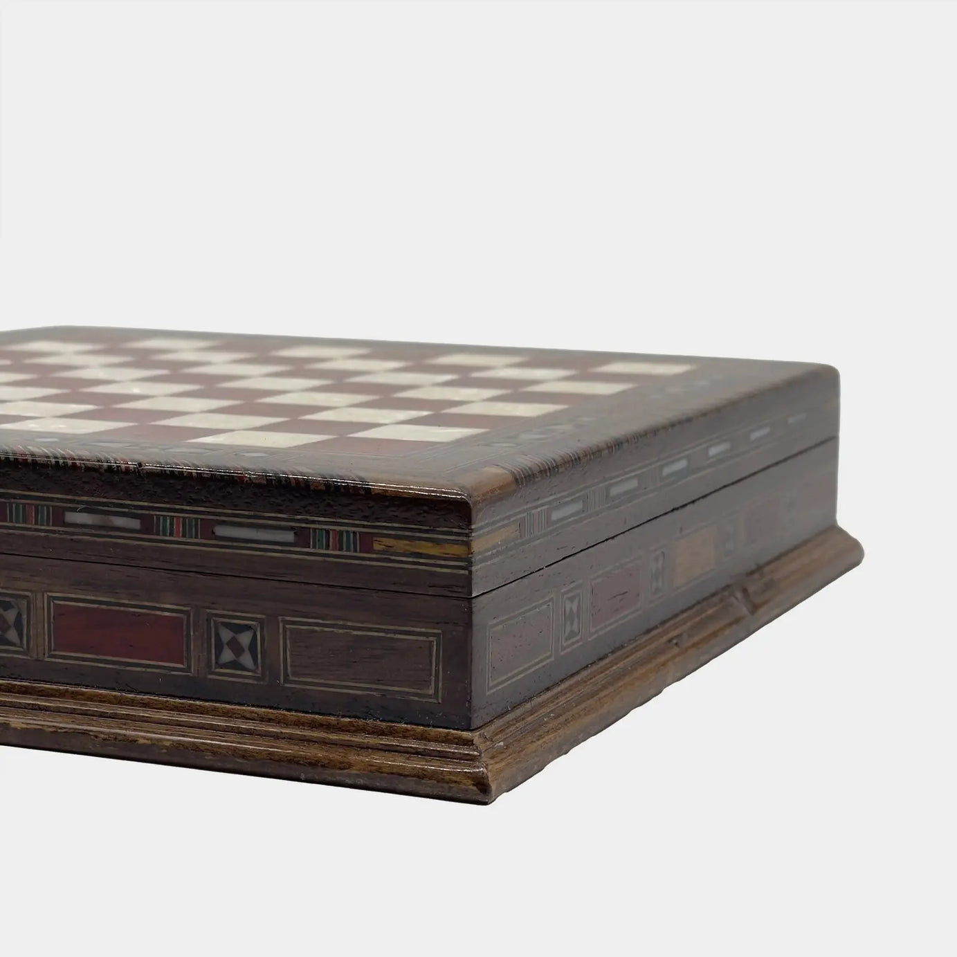 11" Rosewood Handmade Patterned Storage Luxury Wooden Chess Board
