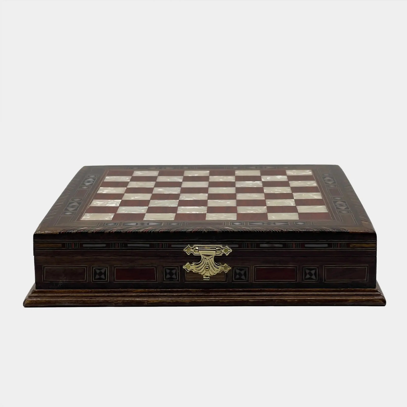 11" Rosewood Handmade Patterned Storage Luxury Wooden Chess Board