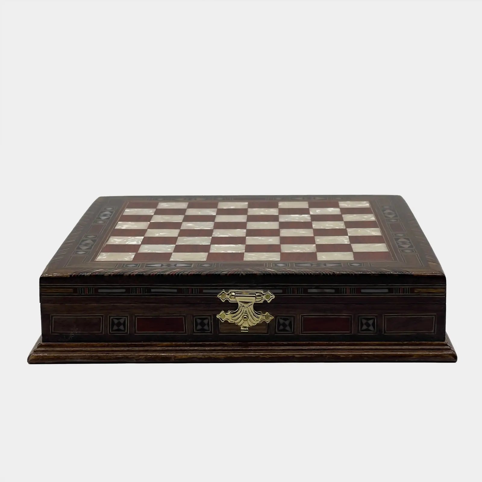 11" Rosewood Handmade Patterned Storage Luxury Wooden Chess Board