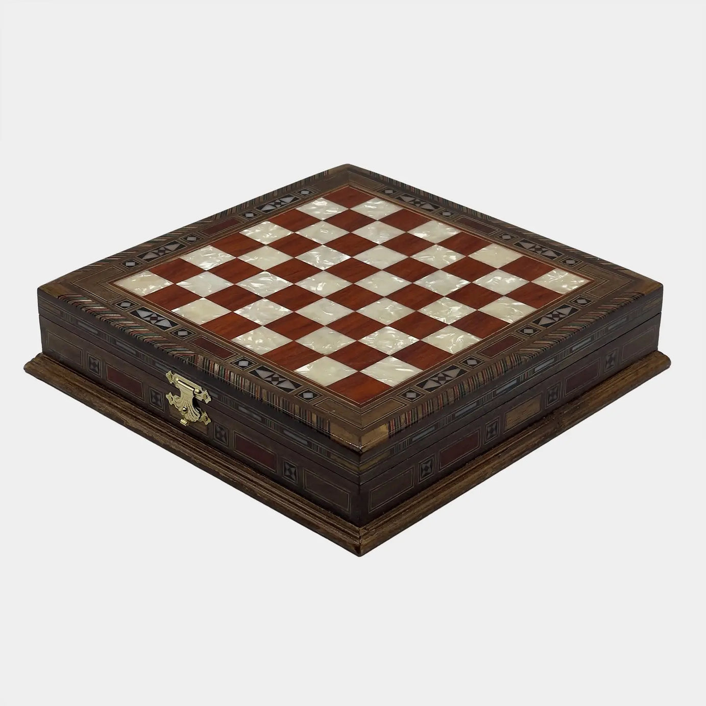 11" Rosewood Handmade Patterned Storage Luxury Wooden Chess Board