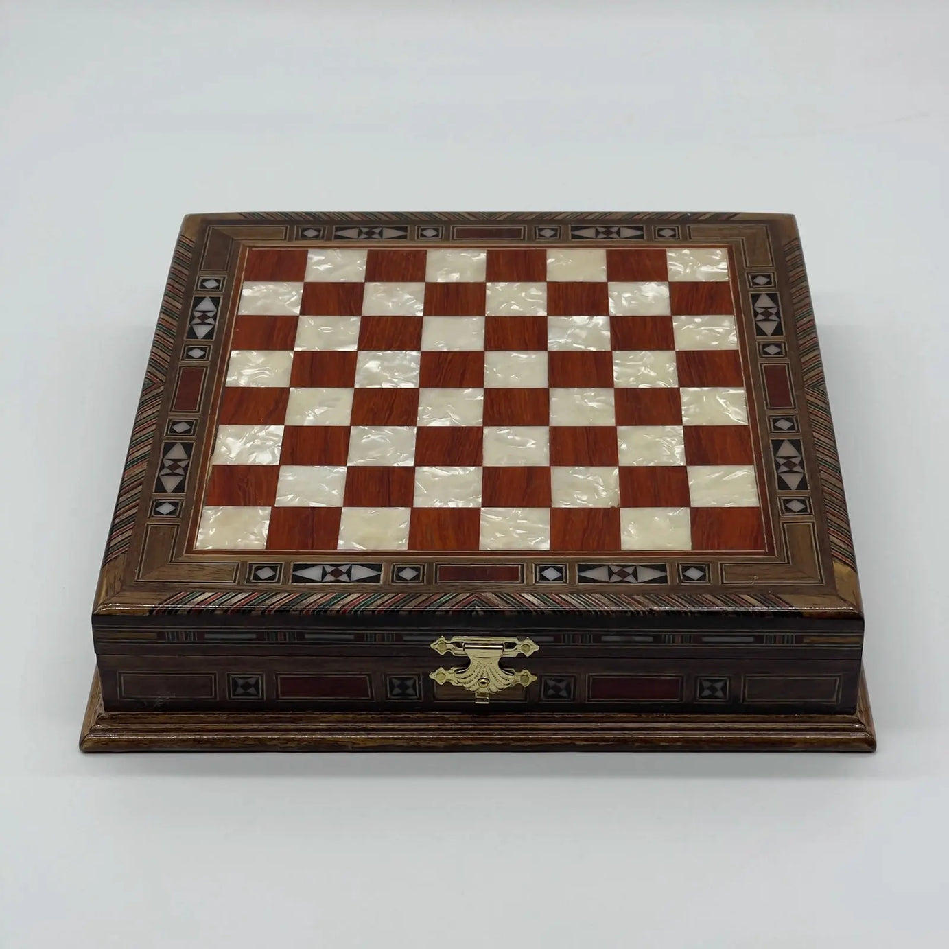 11" Rosewood Handmade Patterned Storage Luxury Wooden Chess Board