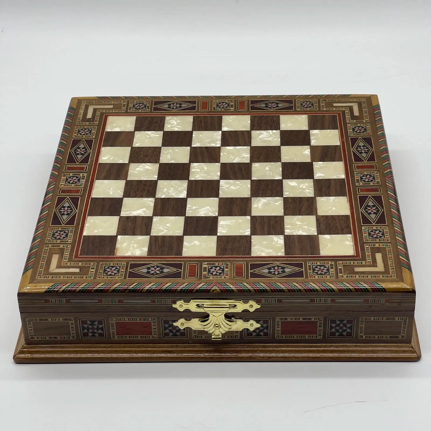 11" Small Brown Handmade Storage Luxury Wooden Chess Board