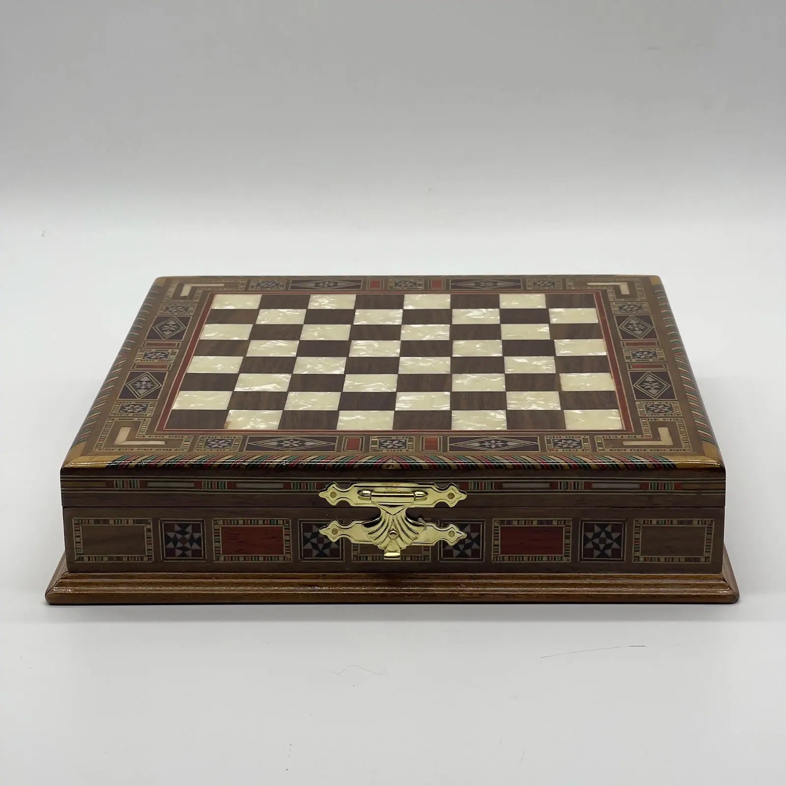 11" Small Brown Handmade Storage Luxury Wooden Chess Board
