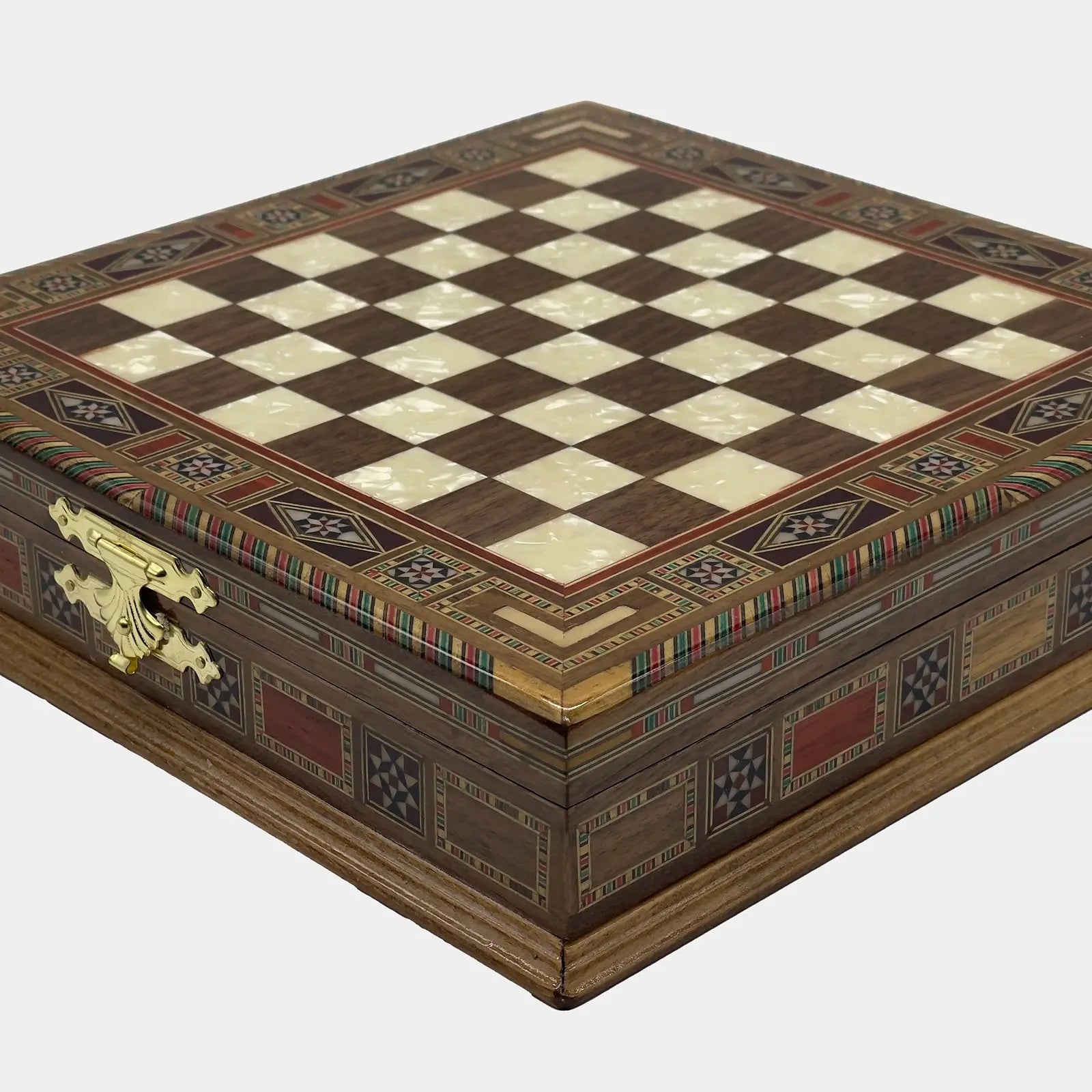 11" Small Brown Handmade Storage Luxury Wooden Chess Board
