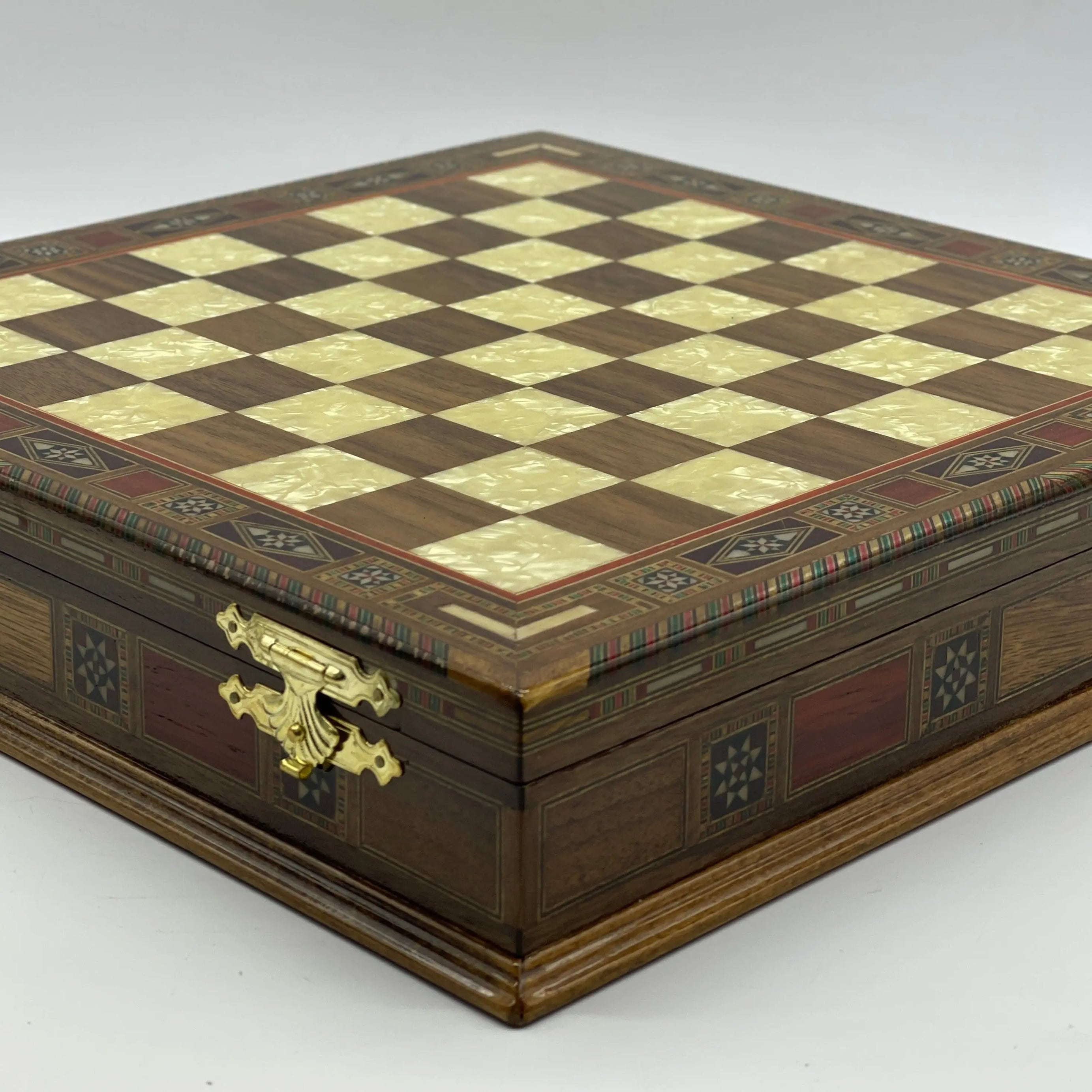 Personalized Walnut Boxed Wooden Chess Set With British Metal Chess Pieces - AsyaWoodArt