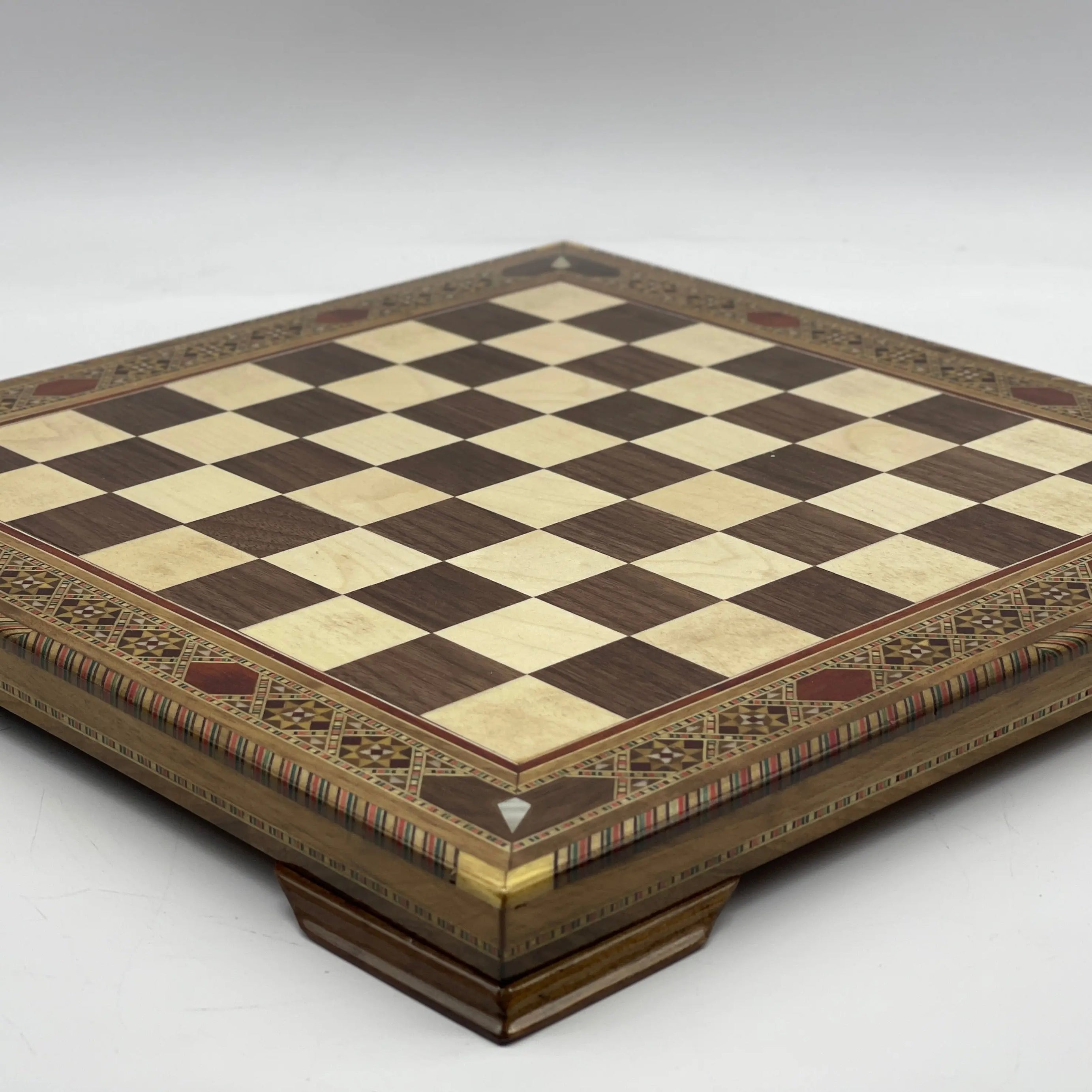13" Personalized Walnut Chess Board with Greek Metal Chess Pieces