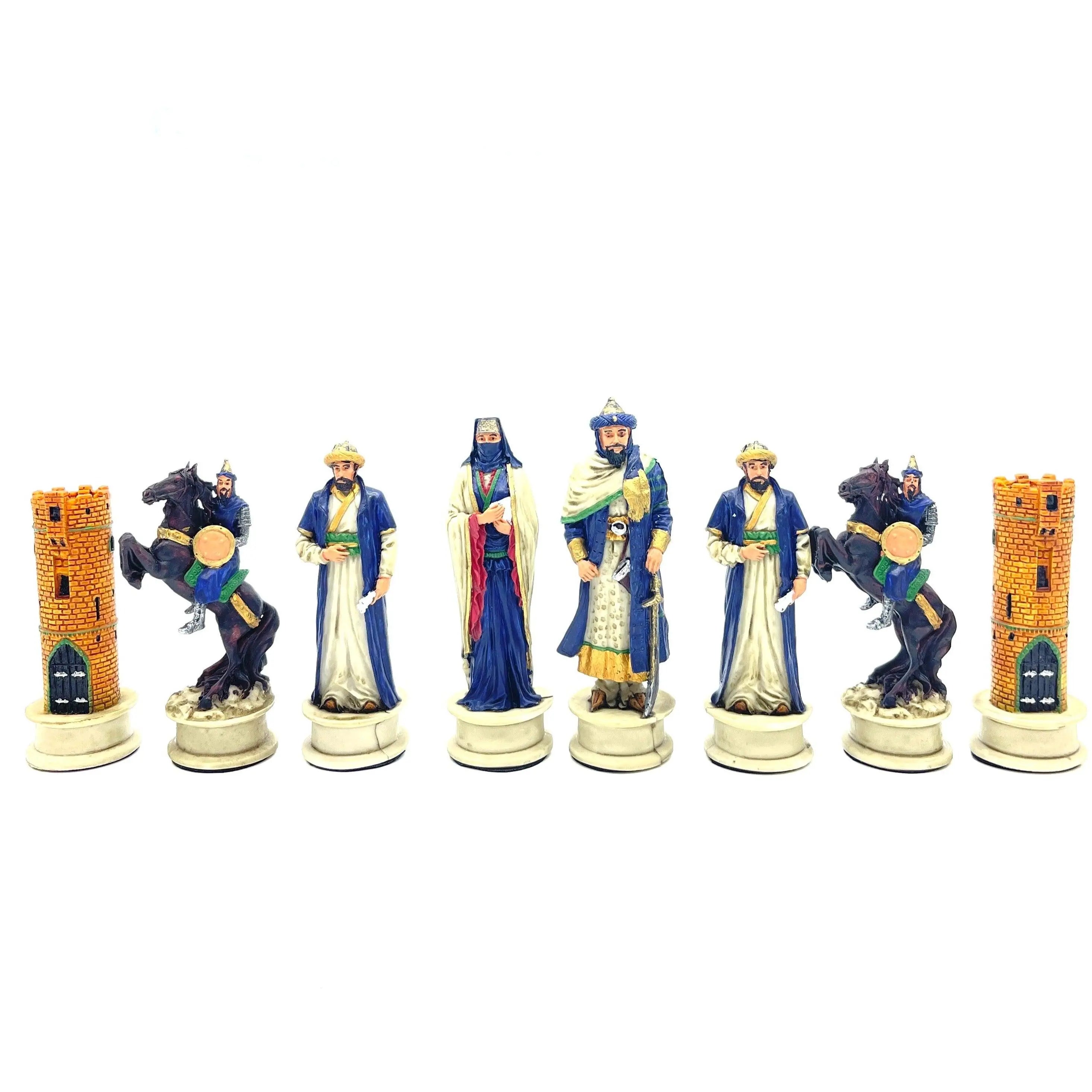 Handmade Ottomans & Crusaders Polyester Chess Pieces - AsyaWoodArt