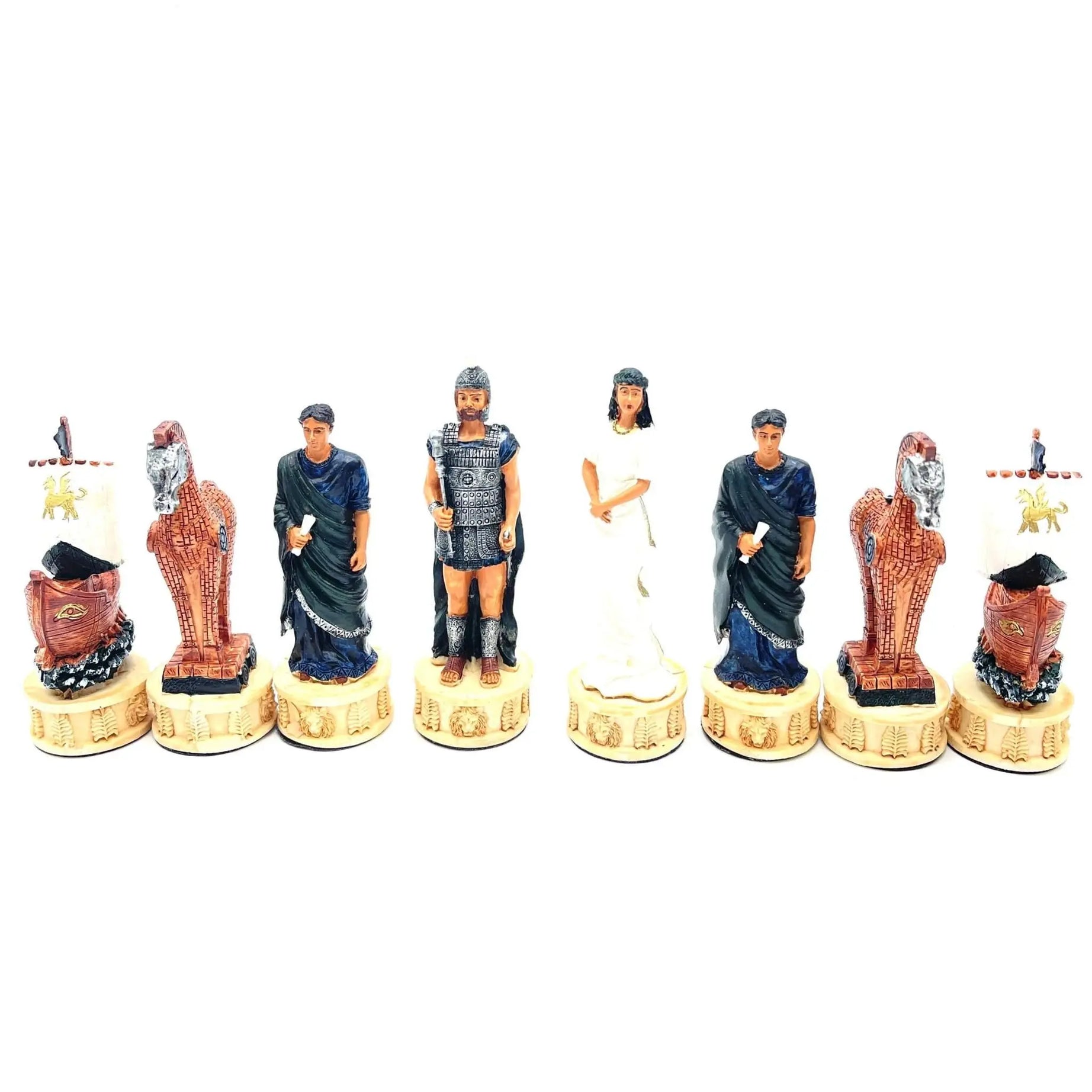 Haind Point Unique Roman & Trojan Polyester Chess Pieces Set