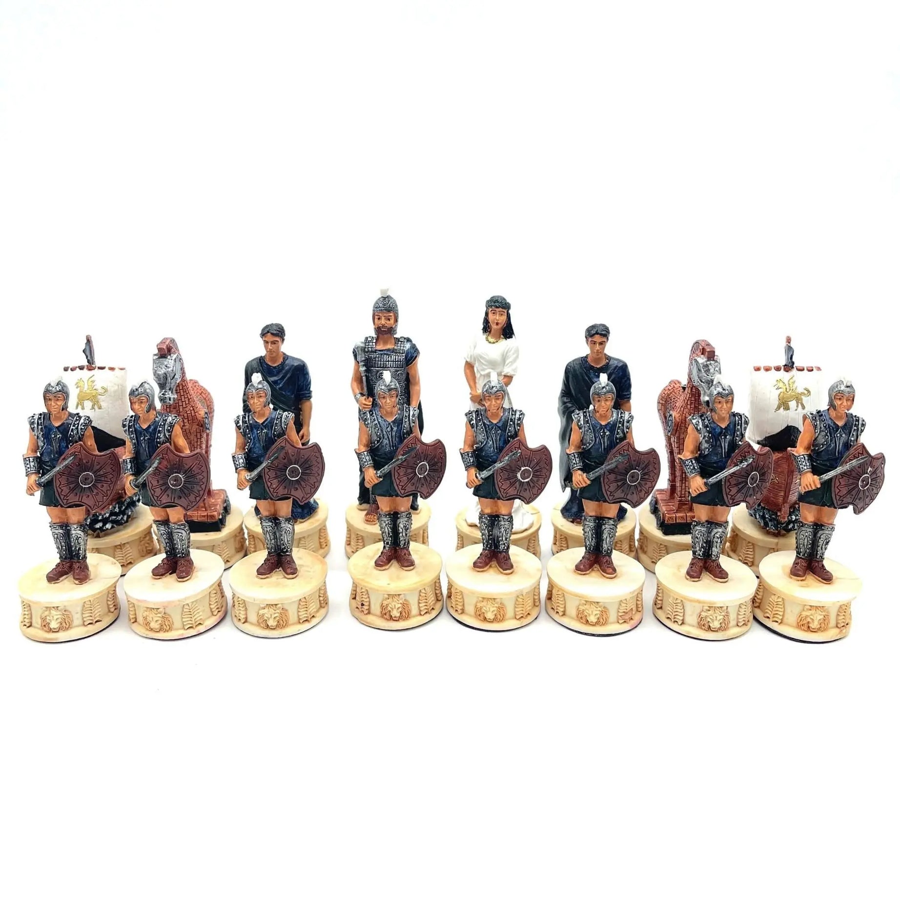 Haind Point Unique Roman & Trojan Polyester Chess Pieces Set