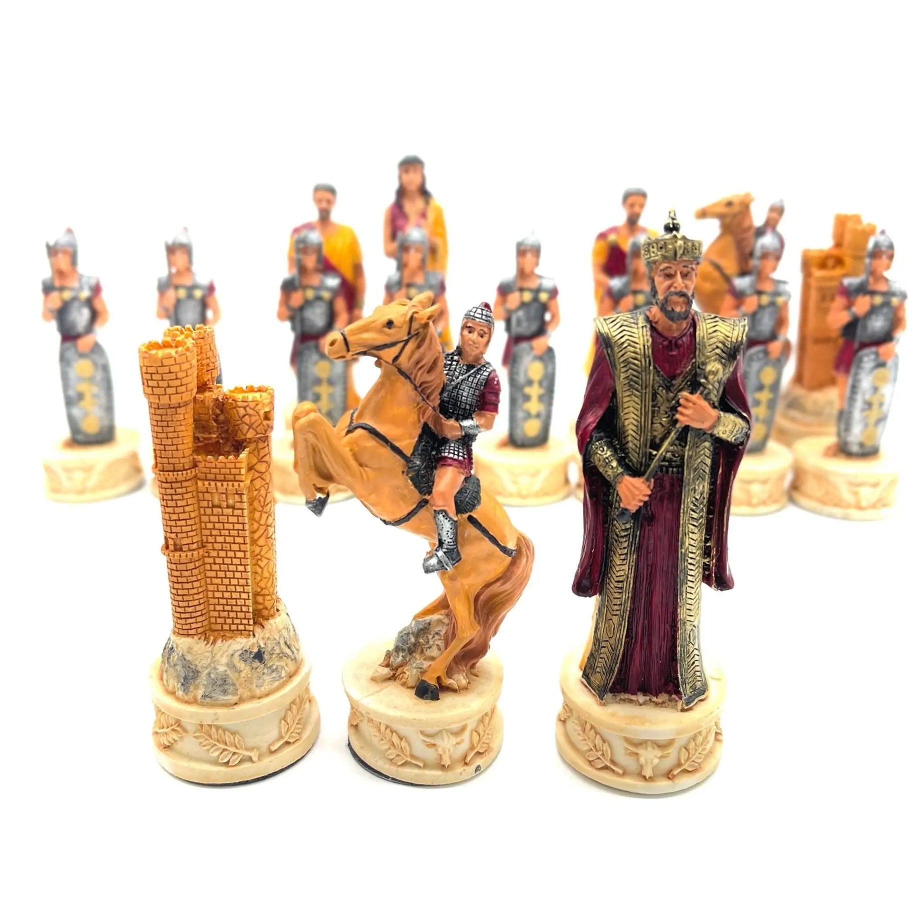 Haind Point Unique Roman & Trojan Polyester Chess Pieces Set