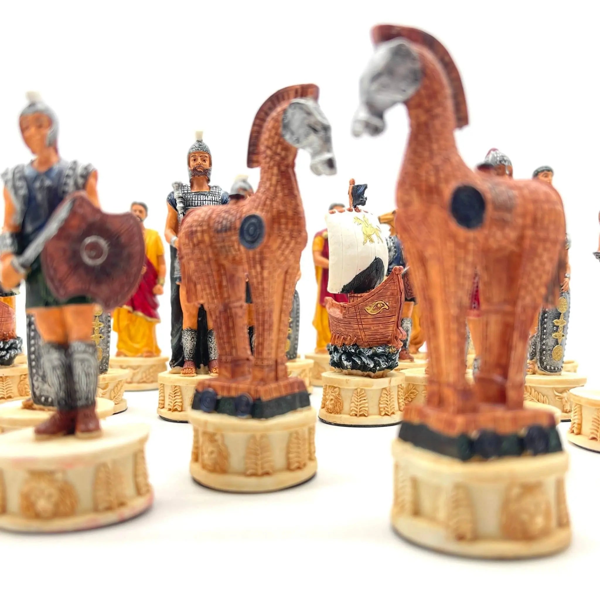 Haind Point Unique Roman & Trojan Polyester Chess Pieces Set