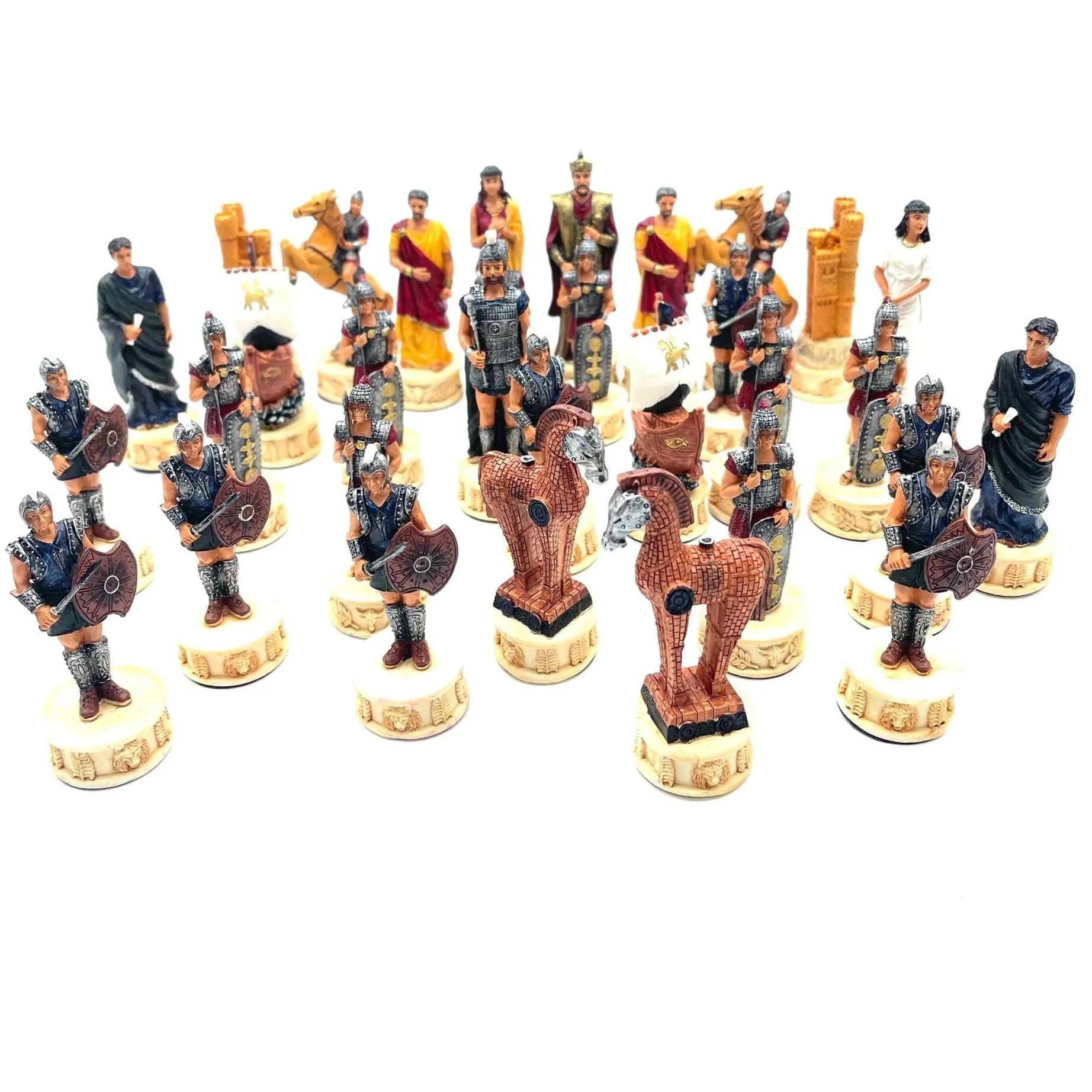 Haind Point Unique Roman & Trojan Polyester Chess Pieces Set