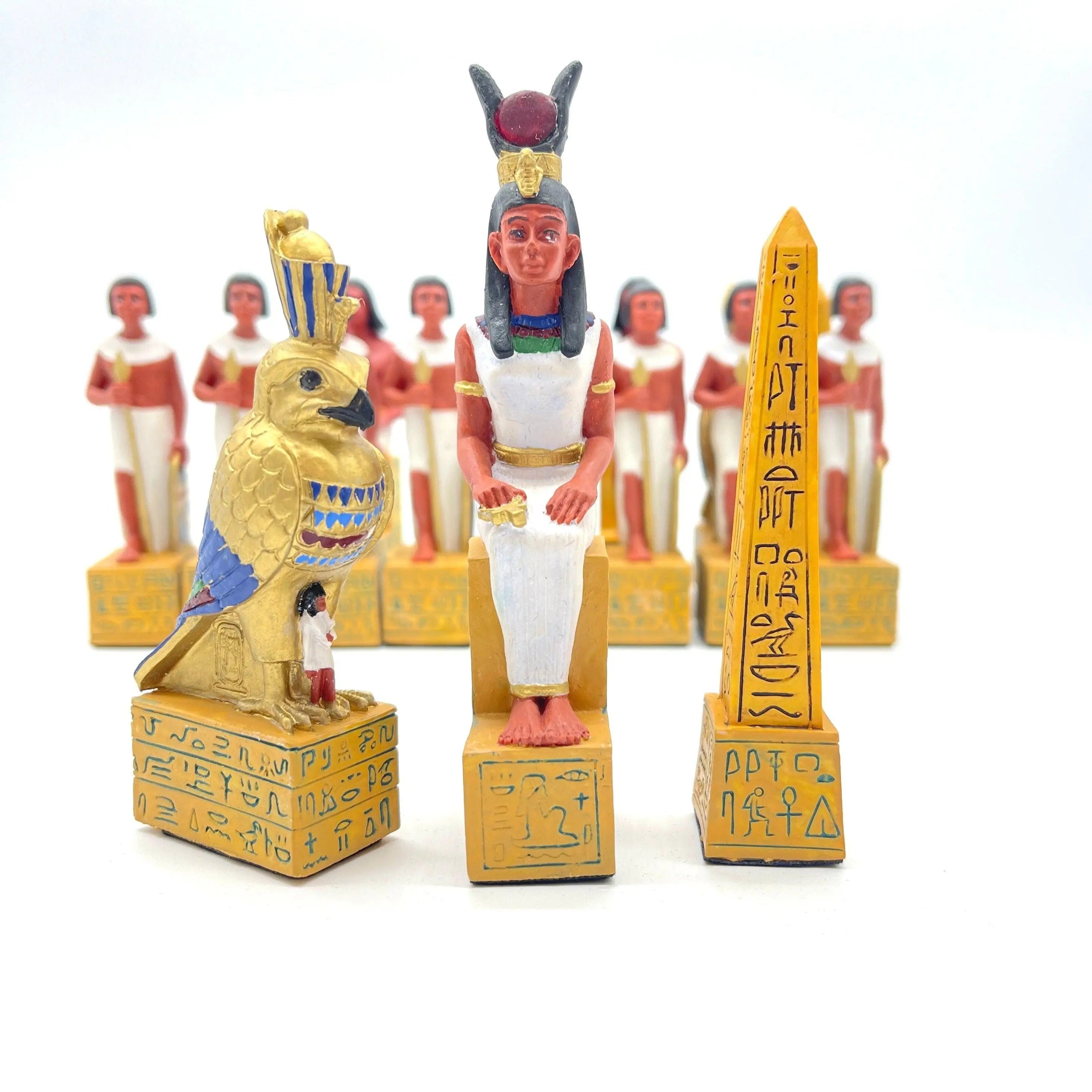Hand painted Polyester Egyptian Chess Pieces Set - AsyaWoodArt