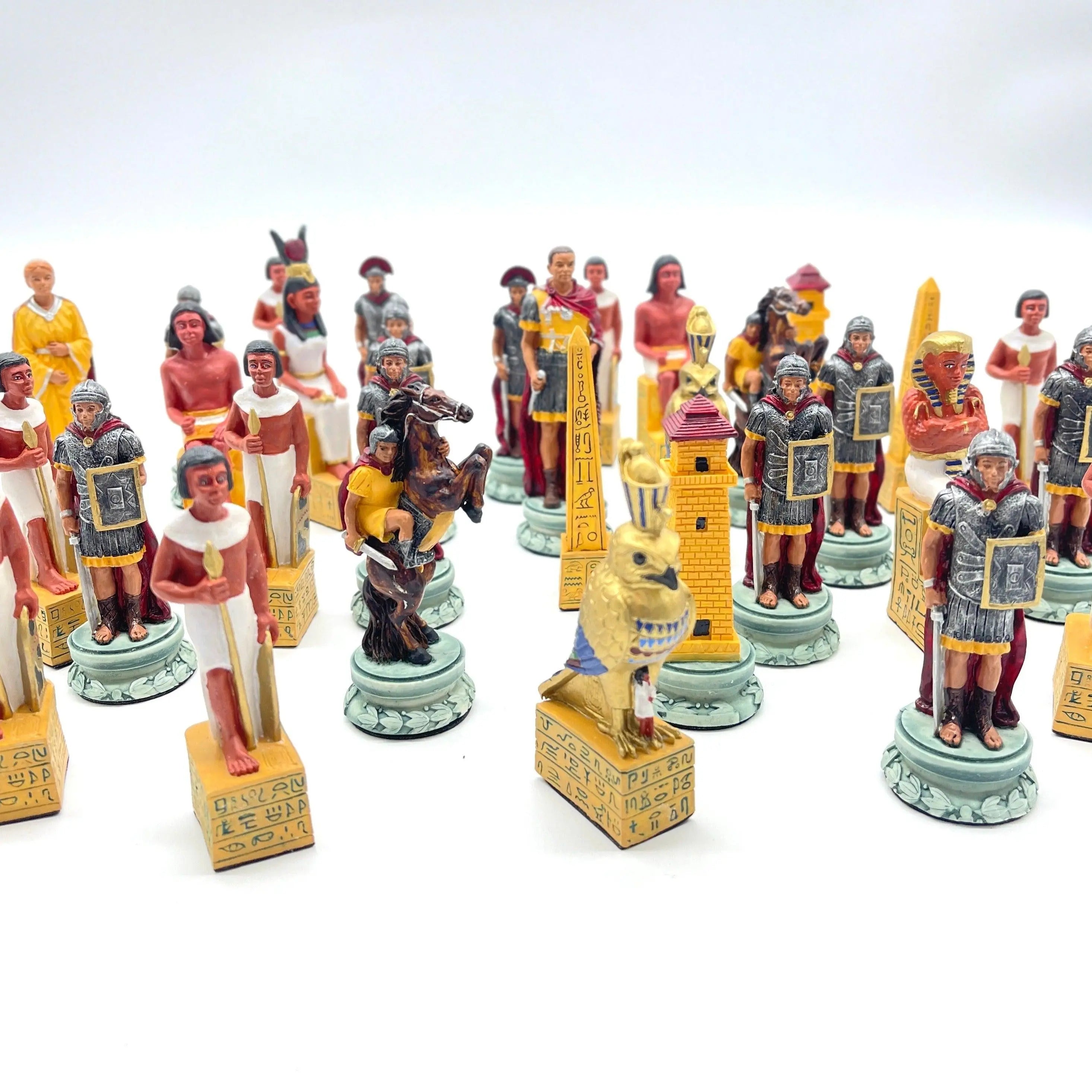 Hand painted Polyester Egyptian Chess Pieces Set - AsyaWoodArt