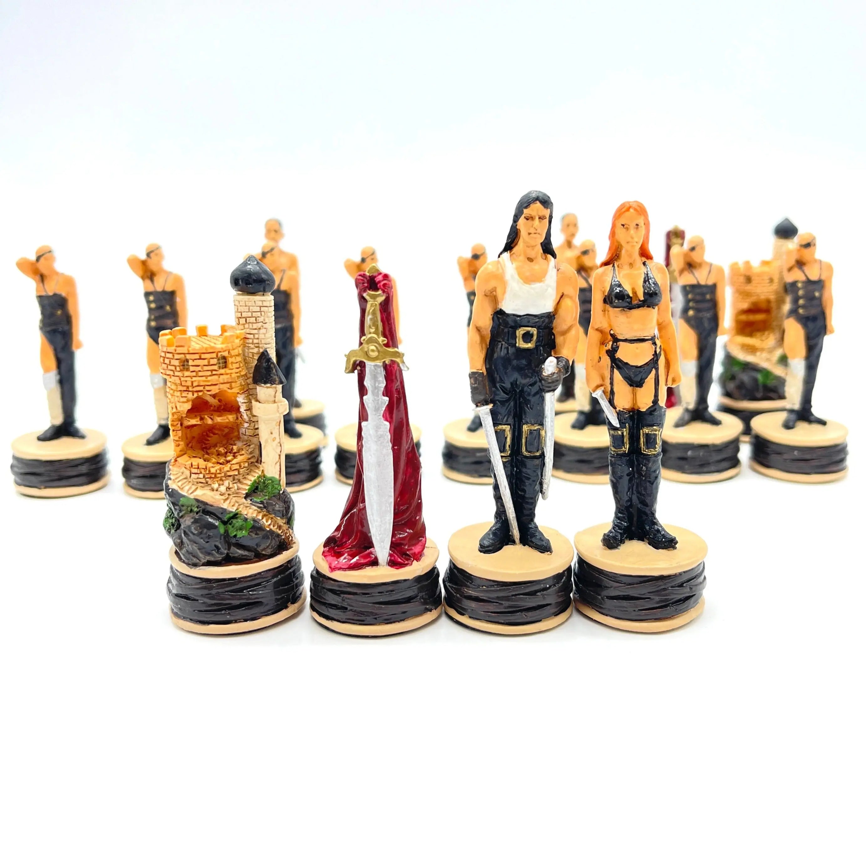 Handmade Haind Point Zombie Polyester Chess Pieces Set