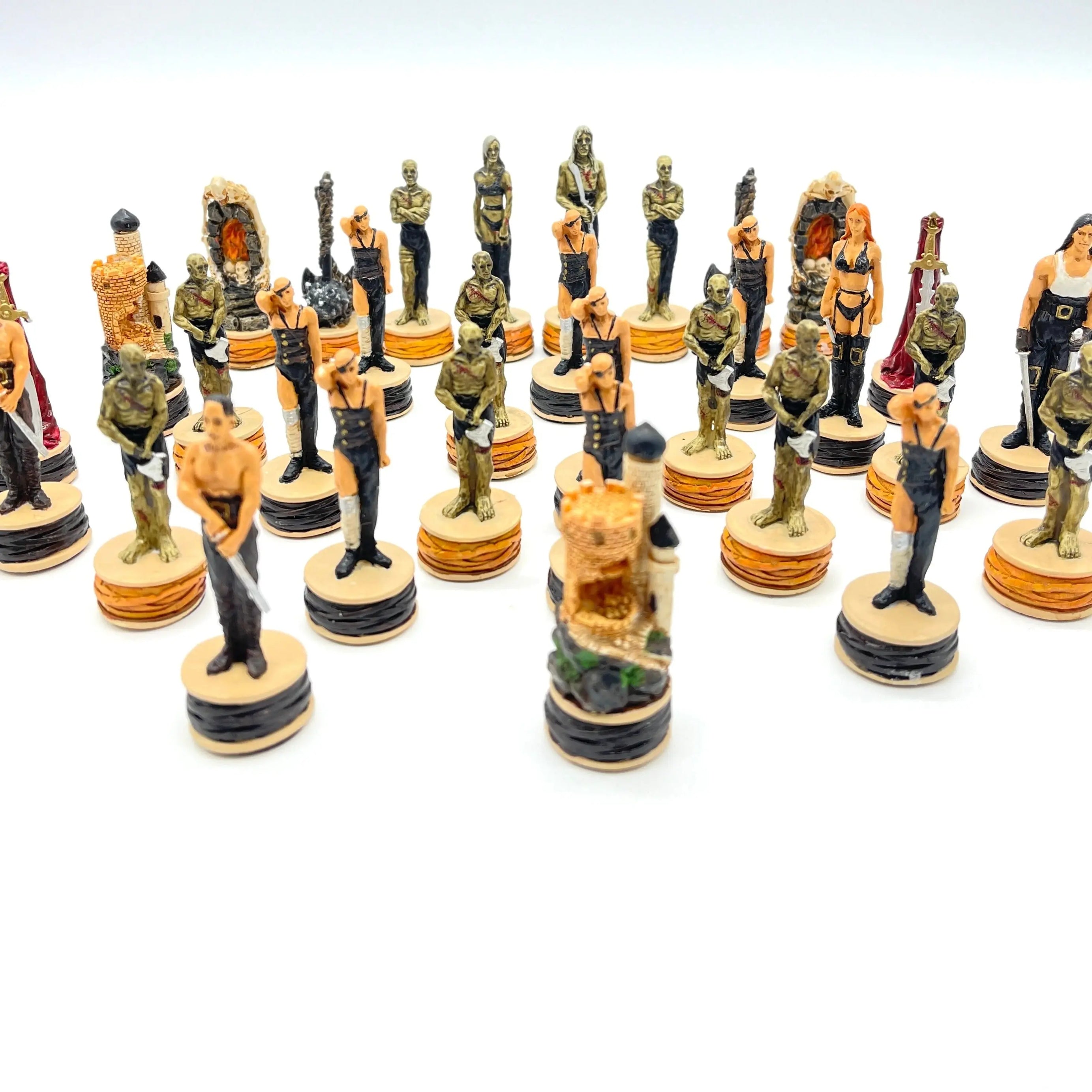 Handmade Haind Point Zombie Polyester Chess Pieces Set