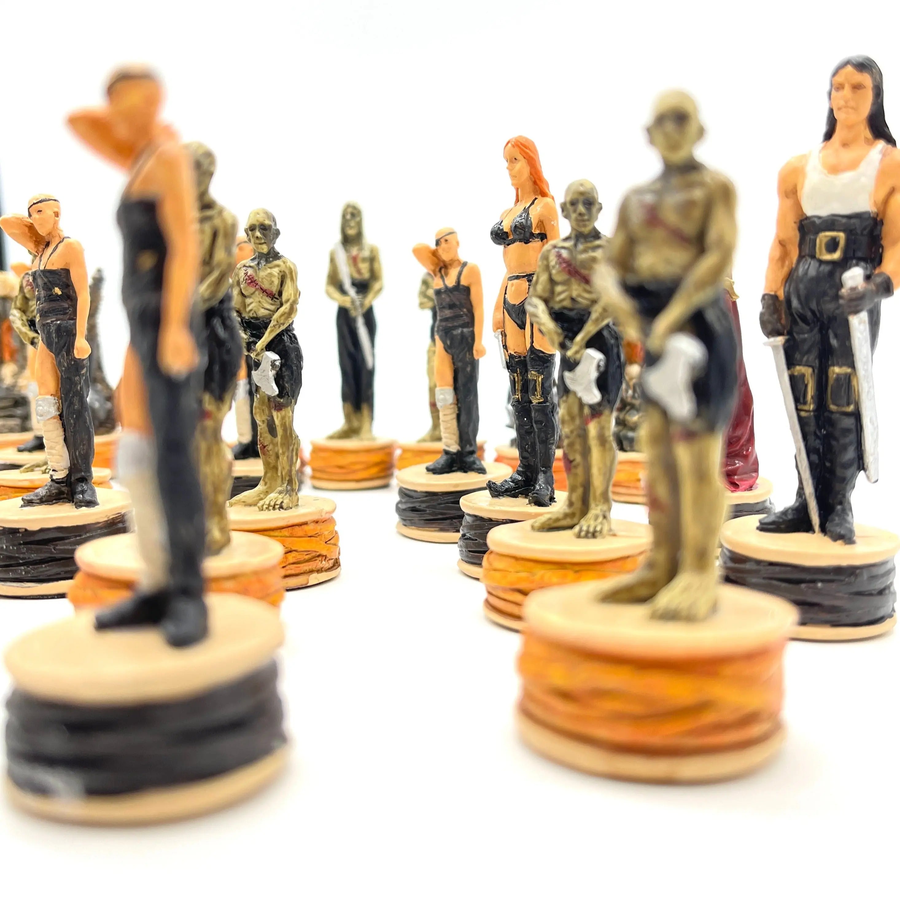 Handmade Haind Point Zombie Polyester Chess Pieces Set