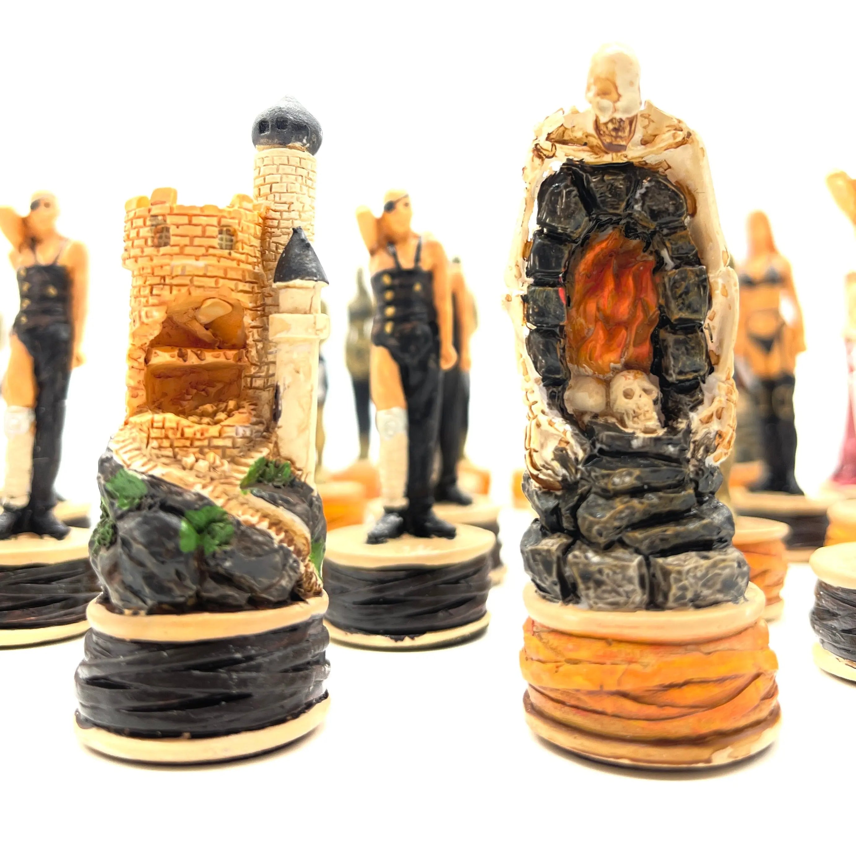 Handmade Haind Point Zombie Polyester Chess Pieces Set